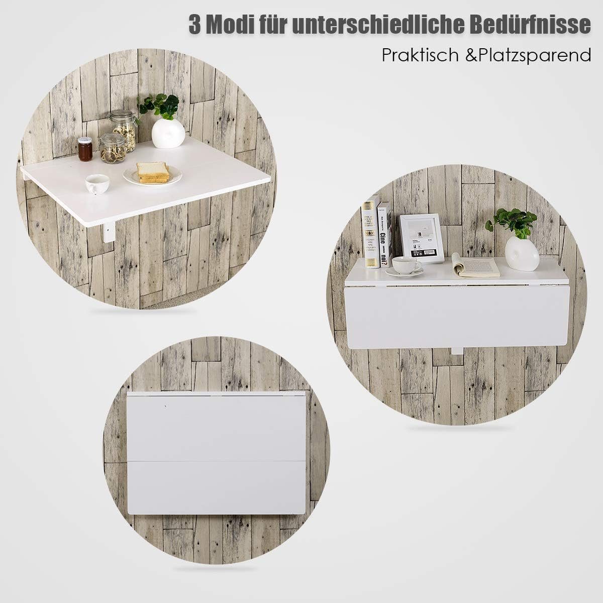 weiß x cm Hängetisch, 80 x KOMFOTTEU 45 Klapptisch Wandtisch, 60