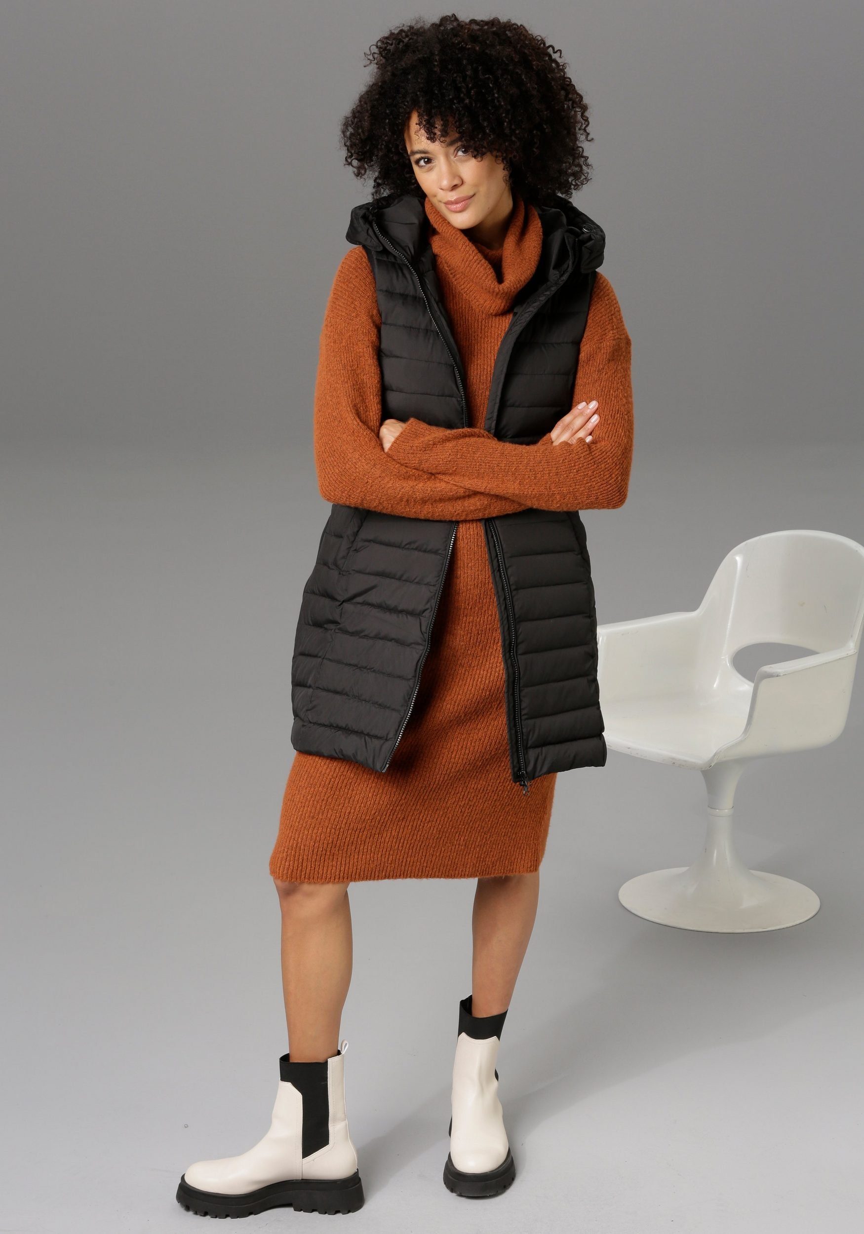 Aniston CASUAL Steppweste mit verstellbarer Kapuze günstig online kaufen