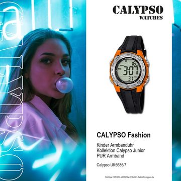 CALYPSO WATCHES Digitaluhr Calypso Kinder Uhr K5685/7 Kunststoffband, (Digitaluhr), Kinder Armbanduhr rund, PURarmband schwarz, Fashion