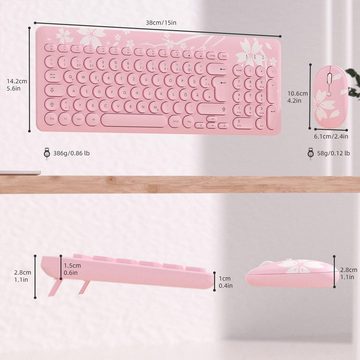 Mytrix Deutsches QWERTZ Layout Tastatur- und Maus-Set, Elegantes Design, hohe Kompatibilität, kabellose Freiheit, Vintage