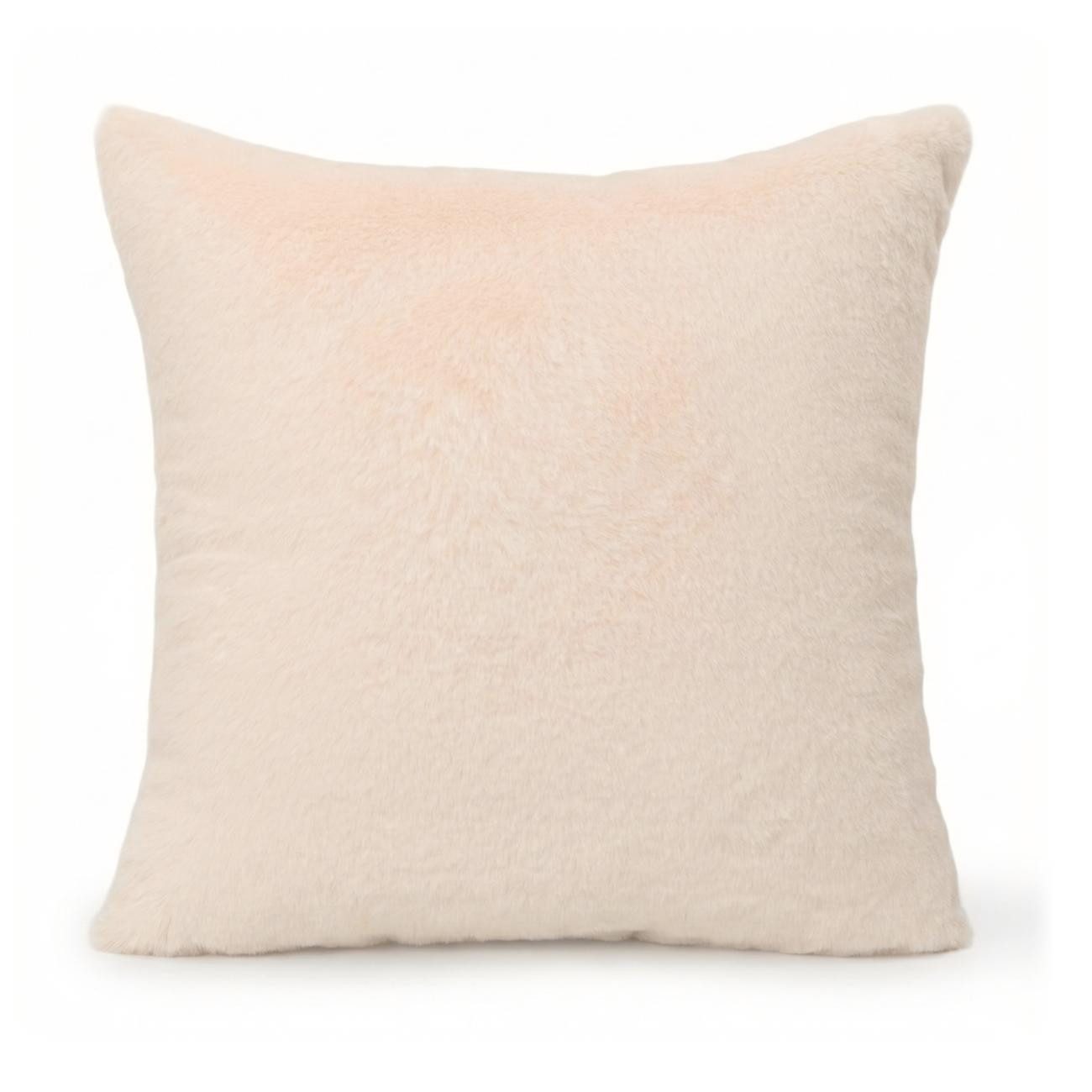 ANRO Dekokissen PLÜSCH Bär Schlicht Kunstfell Sofakissen Kuschelkissen Flauschig, sehr weich & kuschelig 30x50cm OHNE Füllung Uni-Einfarbig Creme – Bild 5 von 5