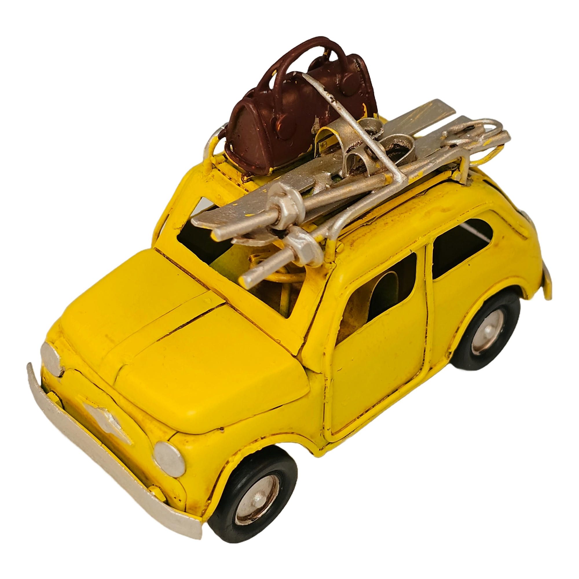 Dynasun Modellauto Car 2004D-2522, (1-tlg), Auto Car Gelb 11cm Metall, Vintage Automodell im Retro-Style Oldtimer