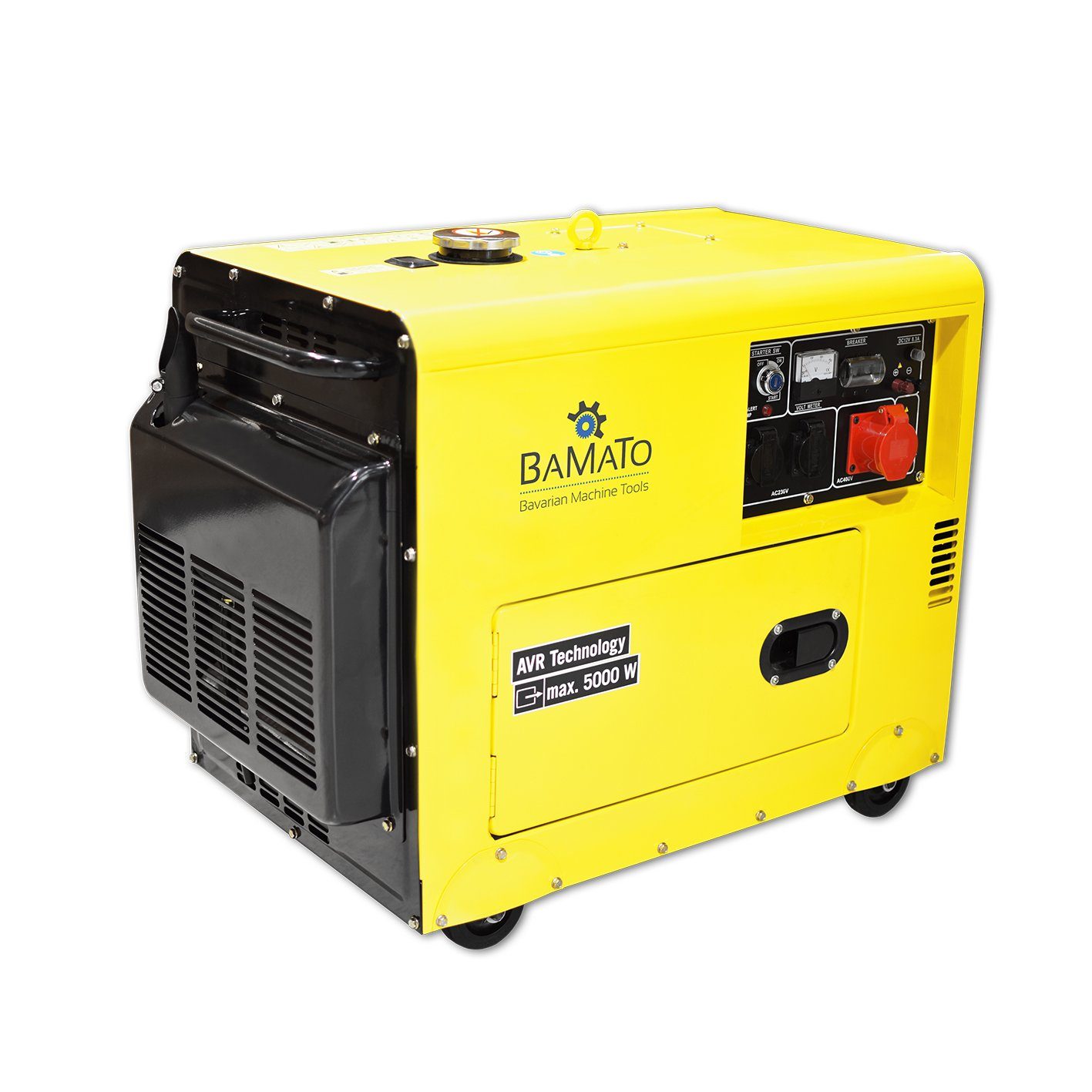 BAMATO Stromerzeuger BGE-5000D, 5 in kW, (1-tlg), AVR Stromgenerator, Fahrwerk, E-Start, Kupferwicklung