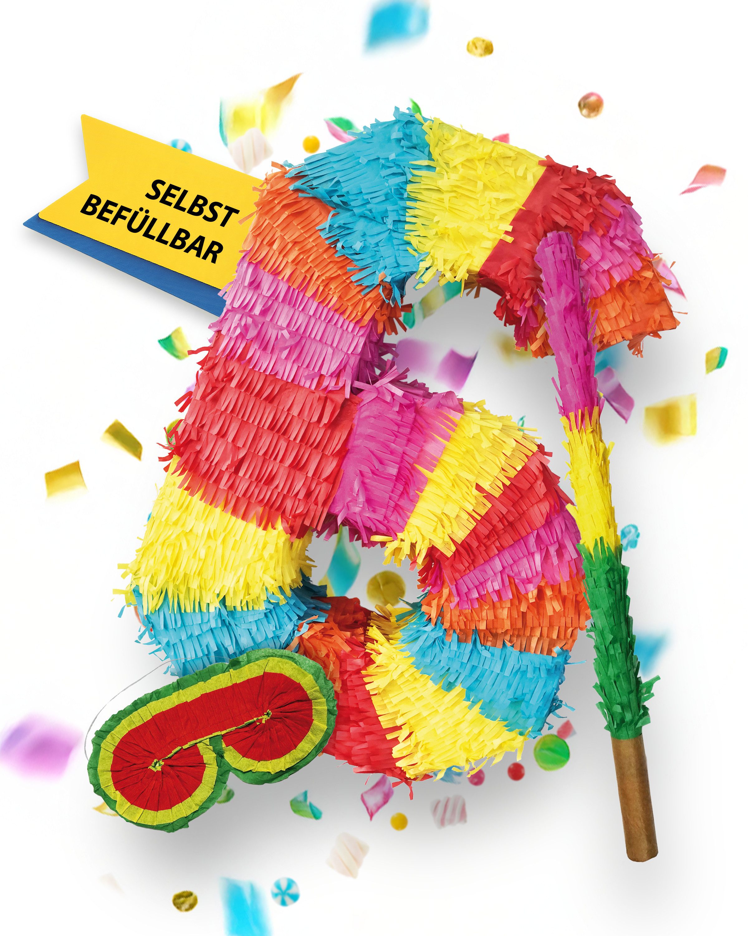 Party Factory Pinata Pinata 6 Stab und Maske Geburtstag, Dekoration, 50 x 35 x 8cm