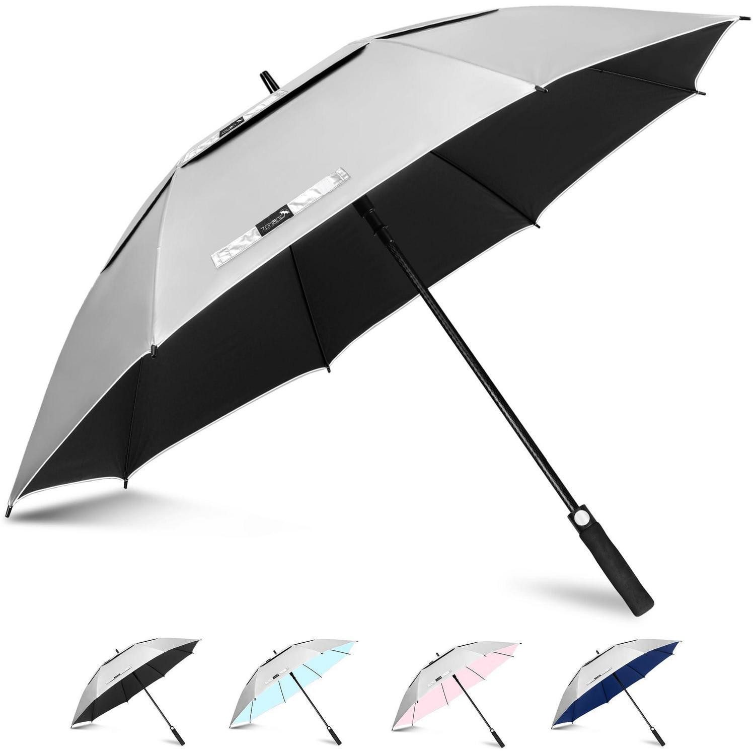 LuxusKollektion Golfregenschirm Golfschirm L Silber Schwarz L 54 Inch