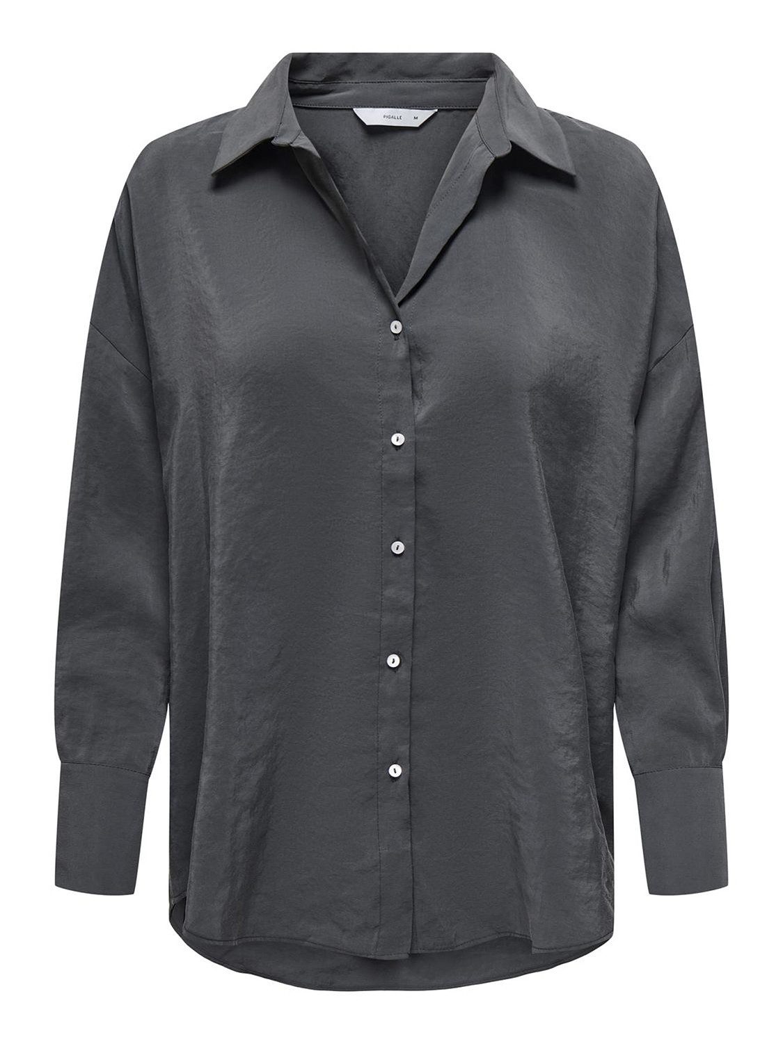 Blusenshirt locker geschnitten Langarm Knopfleiste