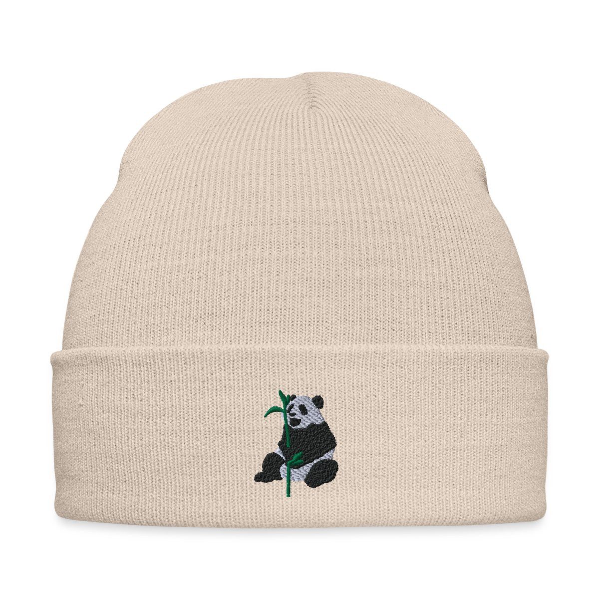Beanie Pandabär Mit Bambus Stickerei Bestickte Wintermütze