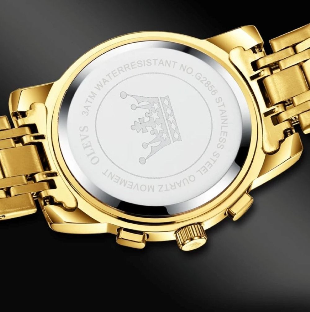 OLEVS Quarzuhr Herrenuhr Olevs Chronograph – Luxuriöses Blau-Gold Design