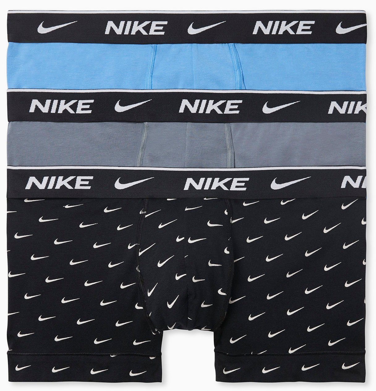 NIKE Underwear Boxer TRUNK 3PK (Packung, 3-St., 3er-Pack) aus Baumwoll-Stretch SWOOSH PRINT/GREY/U