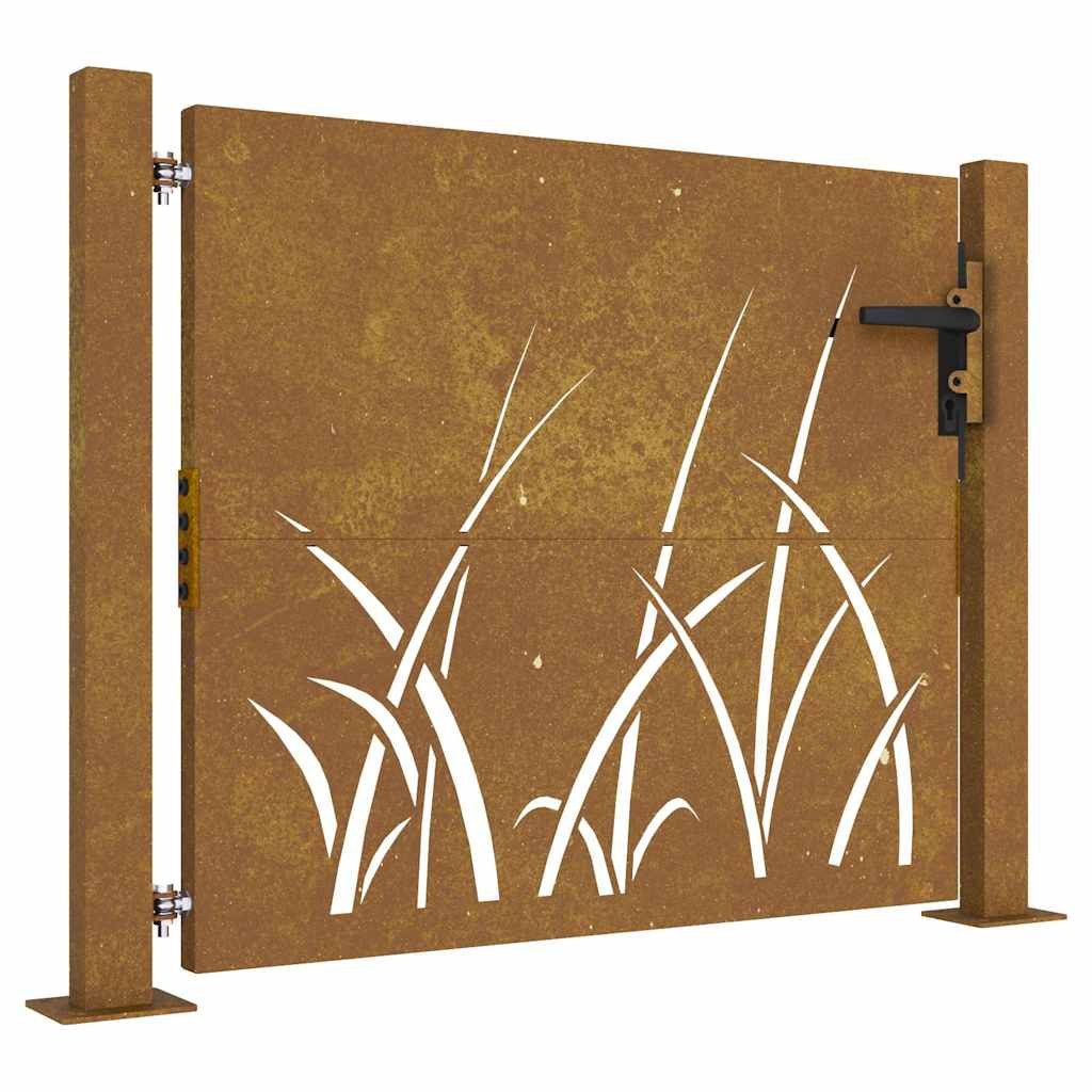 vidaXL Gartentor Gartentor 100x100 cm Cortenstahl Gras-Design