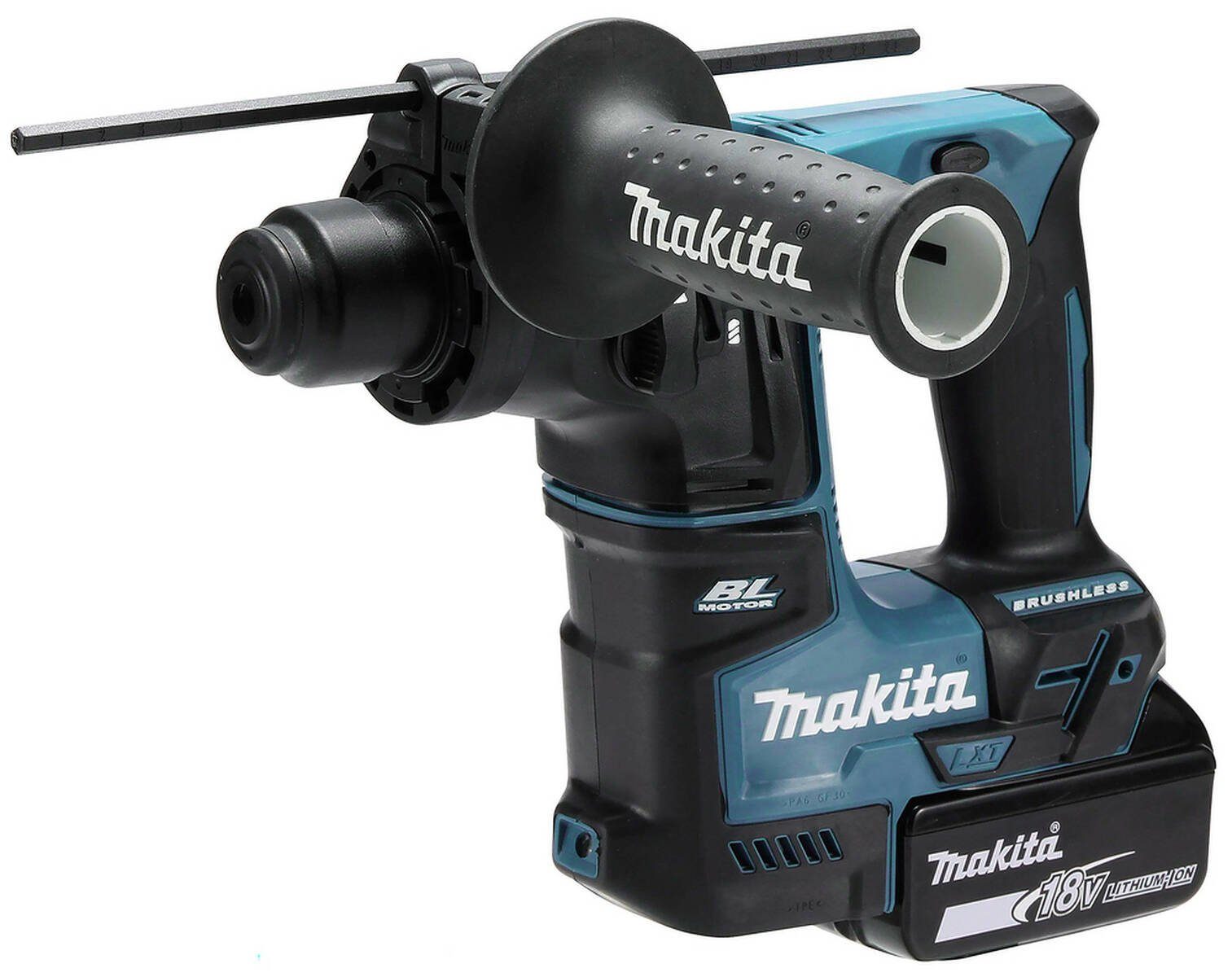 2x Makita BL1820B, Transportkoffer), inkl. max. Tiefentladeschutz, 18 V, Akku-Bohrhammer Motor, U/min, Akku (Komplett-Set, Ladegerät bürstenloser und LED-Licht DHR171RAX3, 680