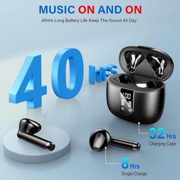 Wasart Kabellos Bluetooth 5.3 mit 14.2mm Stereo, 2023 Neue In-Ear-Kopfhörer (Dualer Modus ermöglicht flexible Nutzung, ob einzeln oder zusammen getragen, mit CVC8.0 Mikrofon IP7 Wasserdicht 40H Kabellose Noise Cancelling)