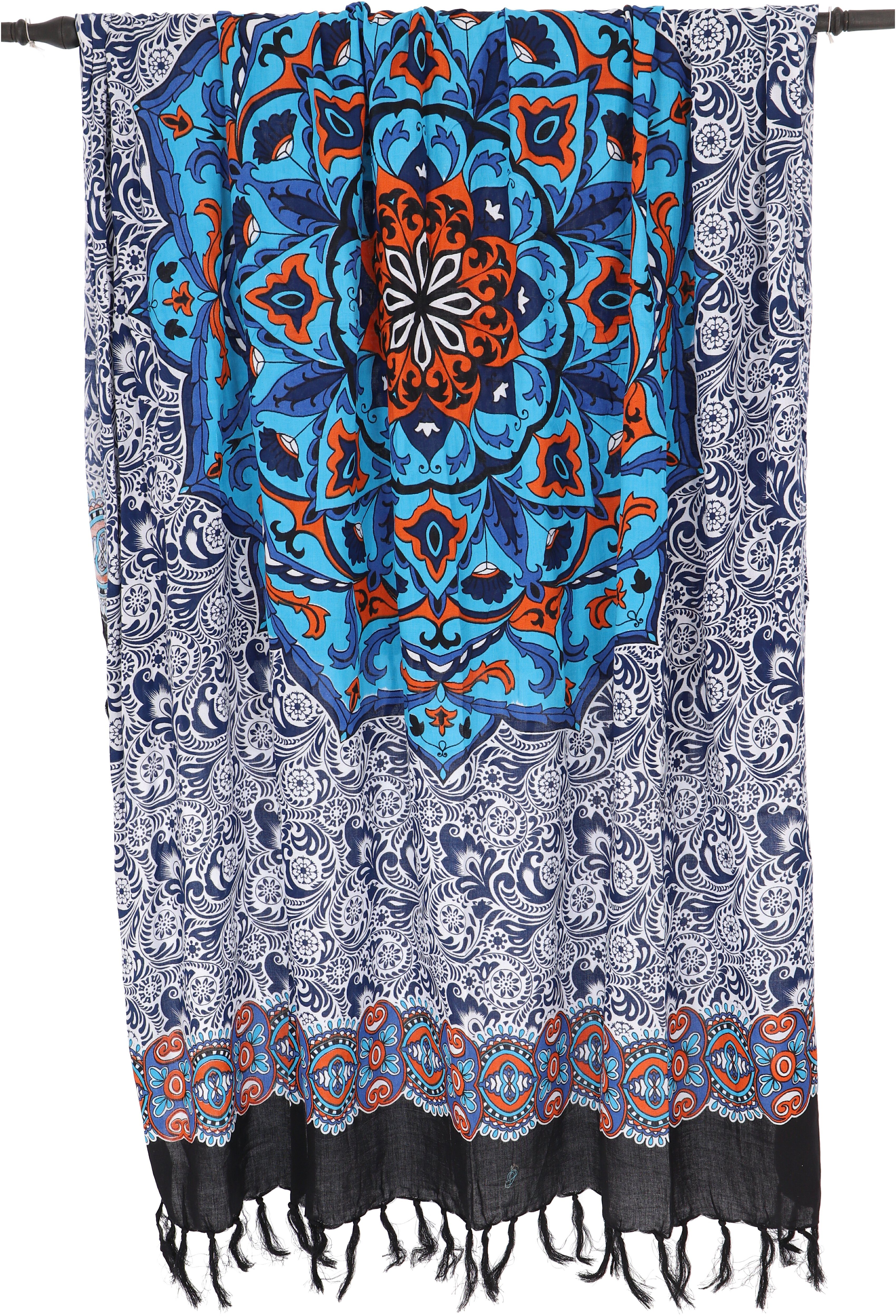 Guru-Shop Sarong Sarong, Sarongkleid Mandala/ Wandbehang, Wickelrock, blau 