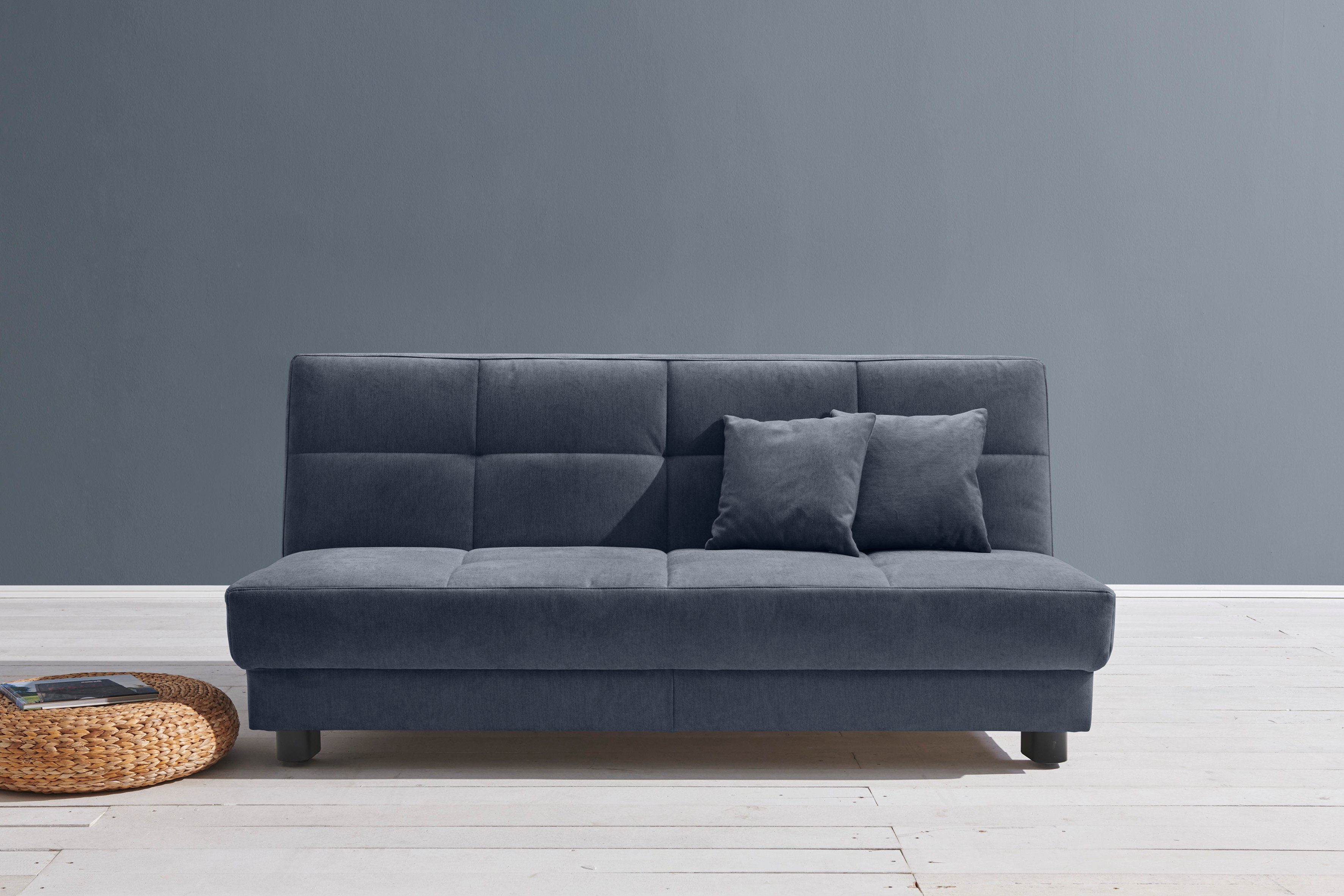 ell + ell Schlafsofa Tilda, Breite 185 cm, inkl. 2 Zierkissen dunkelblau