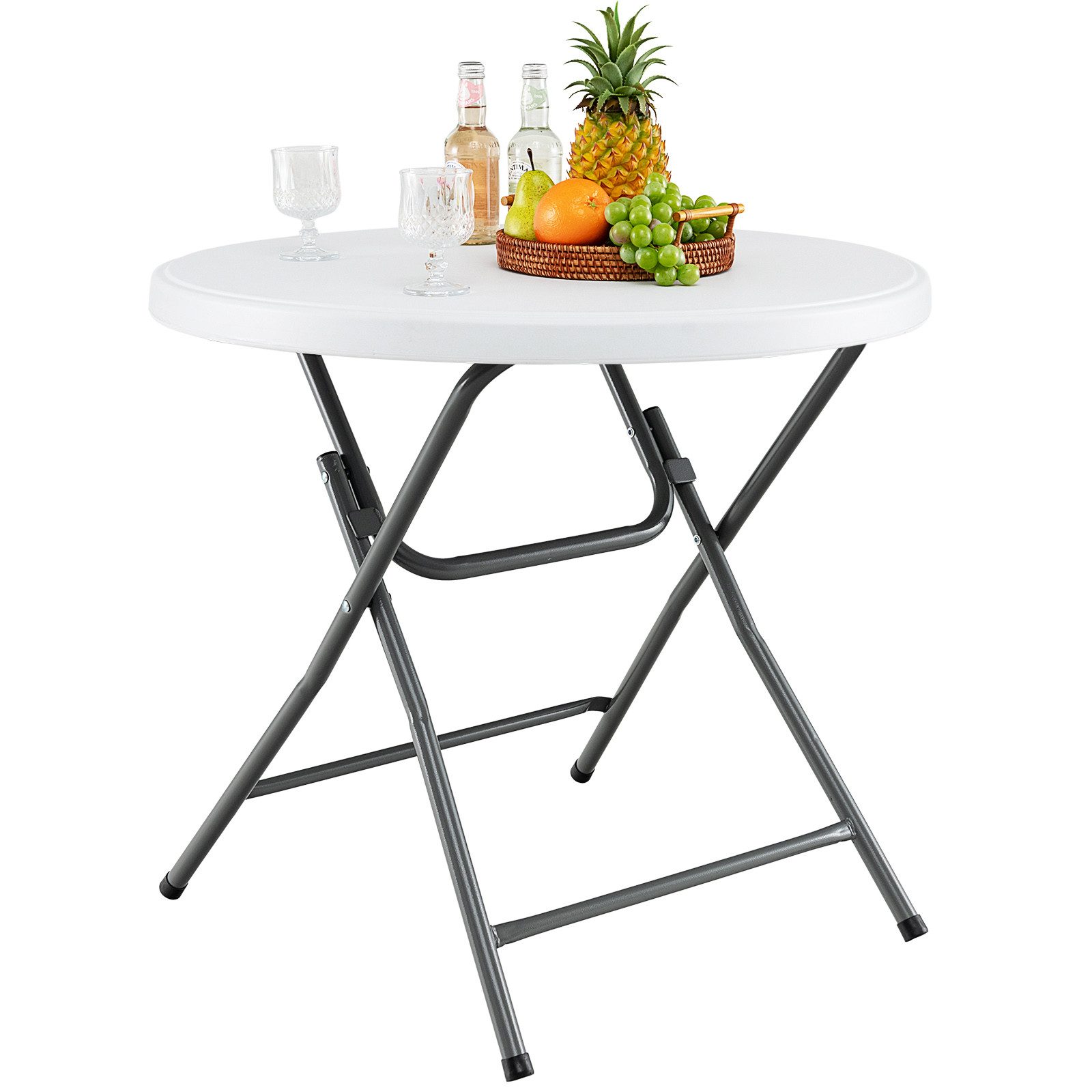 COSTWAY Gartentisch, rund Klapptisch mit HDPE Tischplatte, wetterfest