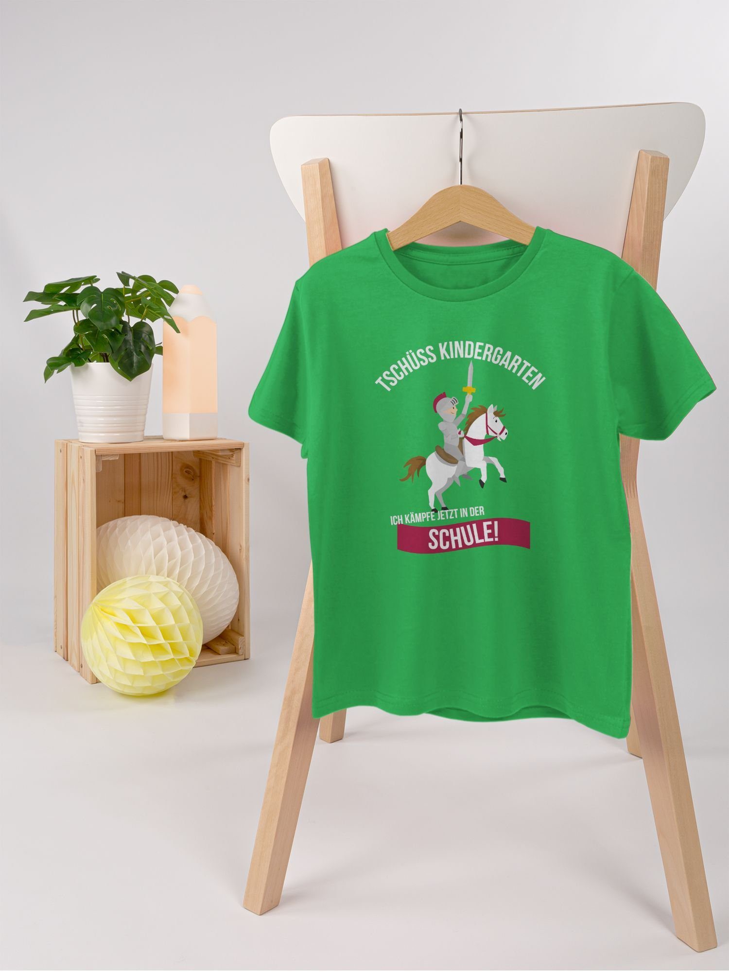 Geschenke 3 Einschulung Junge Shirtracer Ritter Tschüss Grün T-Shirt Kindergarten Schulanfang Schule