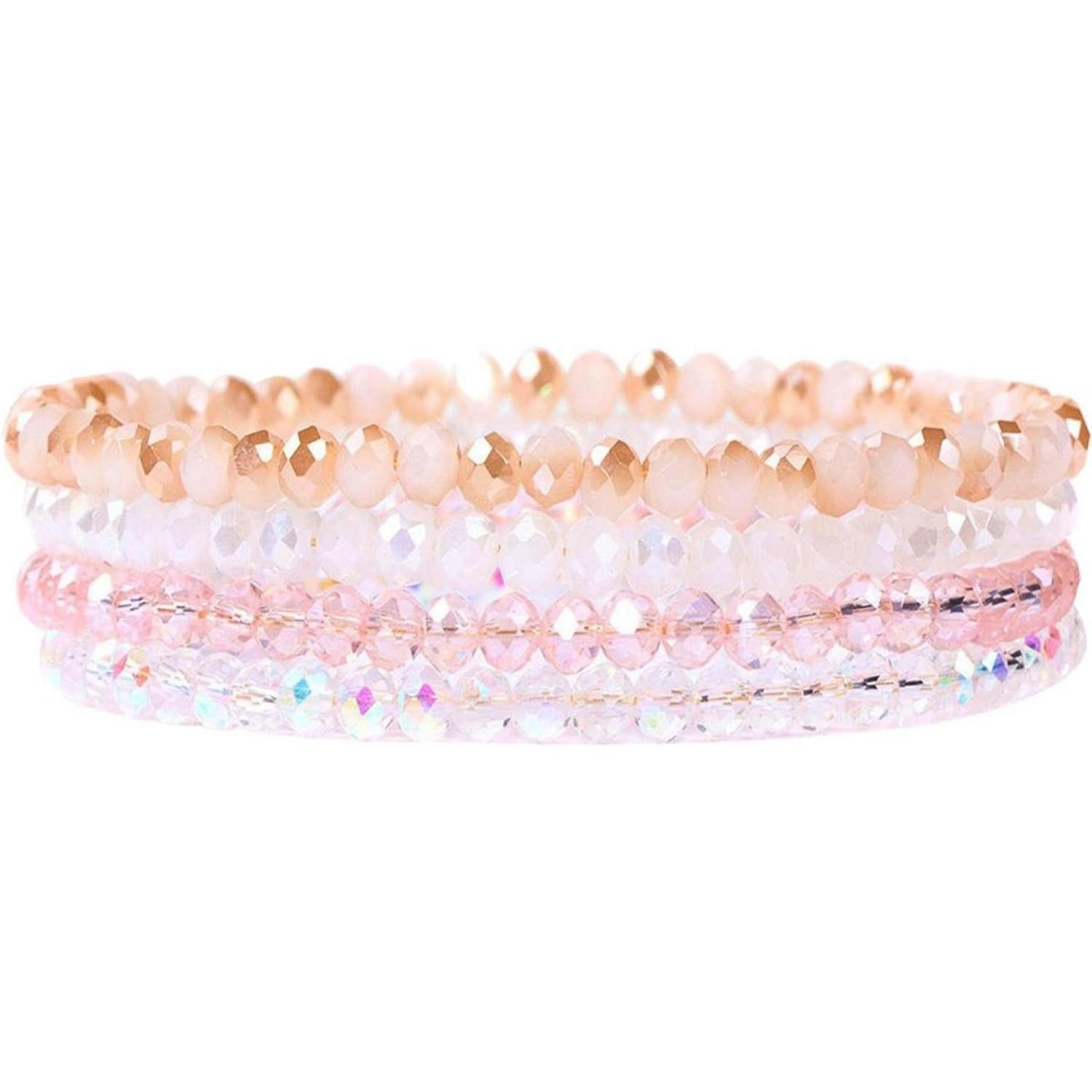 LuxusKollektion Perlenarmband Set Armband Damen Kristall Perlen Mehrschichtiges Boho Schwarz rot2
