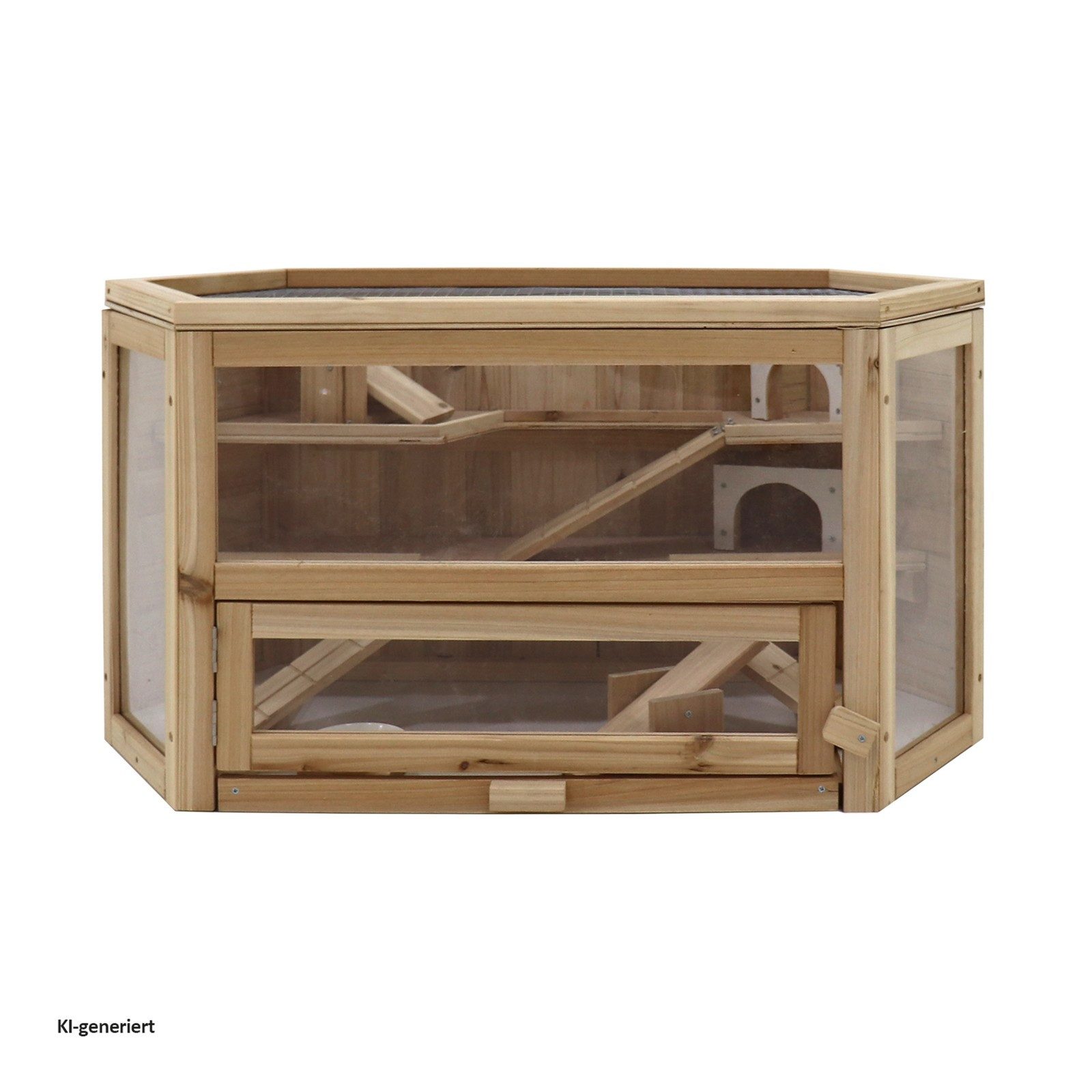 HTI-Living Kleintierkäfig Hamsterkäfig aus Holz und Plexiglas, Nagerkäfig Kleingehege