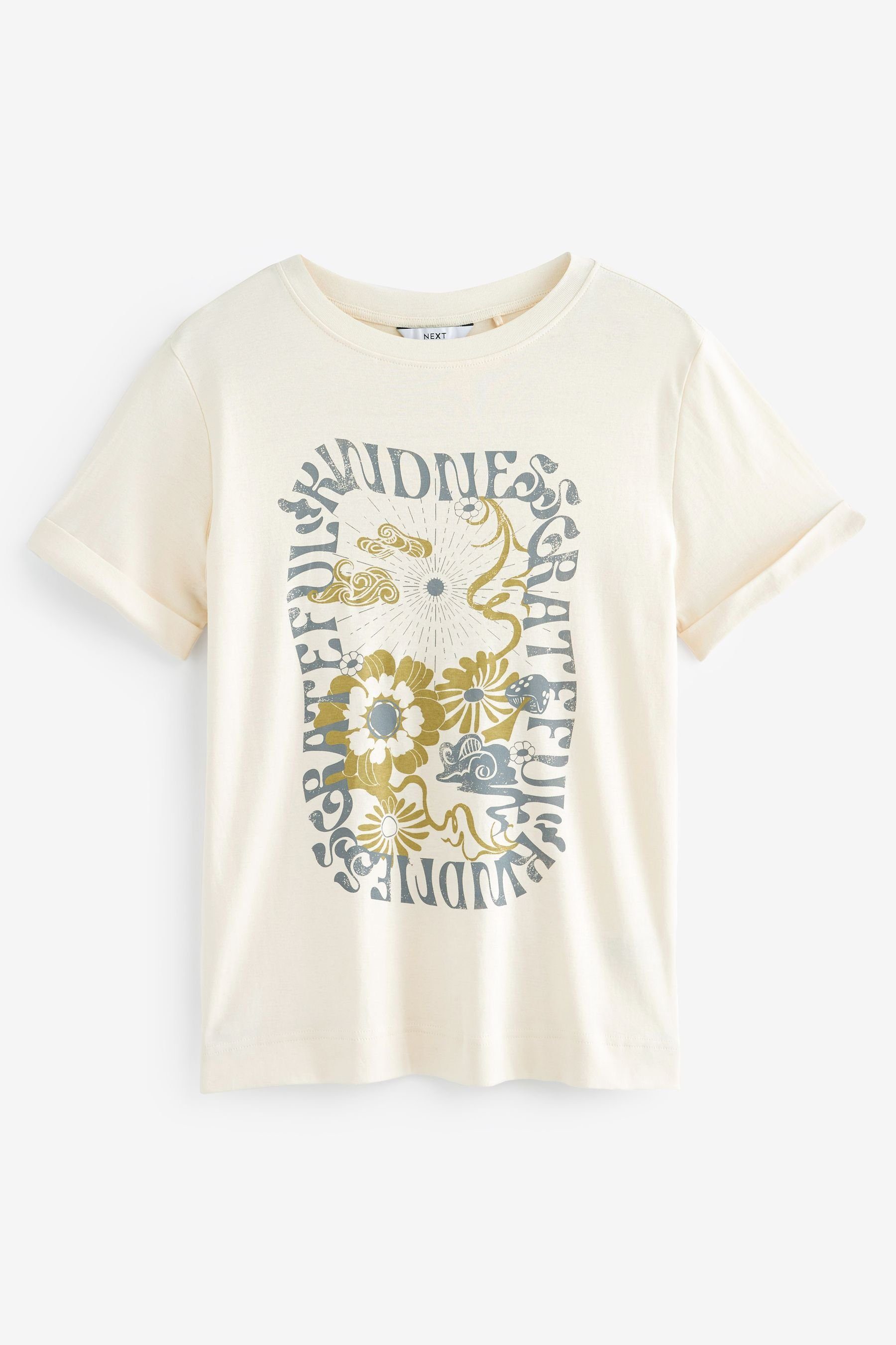 Next T-Shirt Kurzärmliges T-Shirt mit Rundhalsausschnitt (1-tlg) Ecru Cream