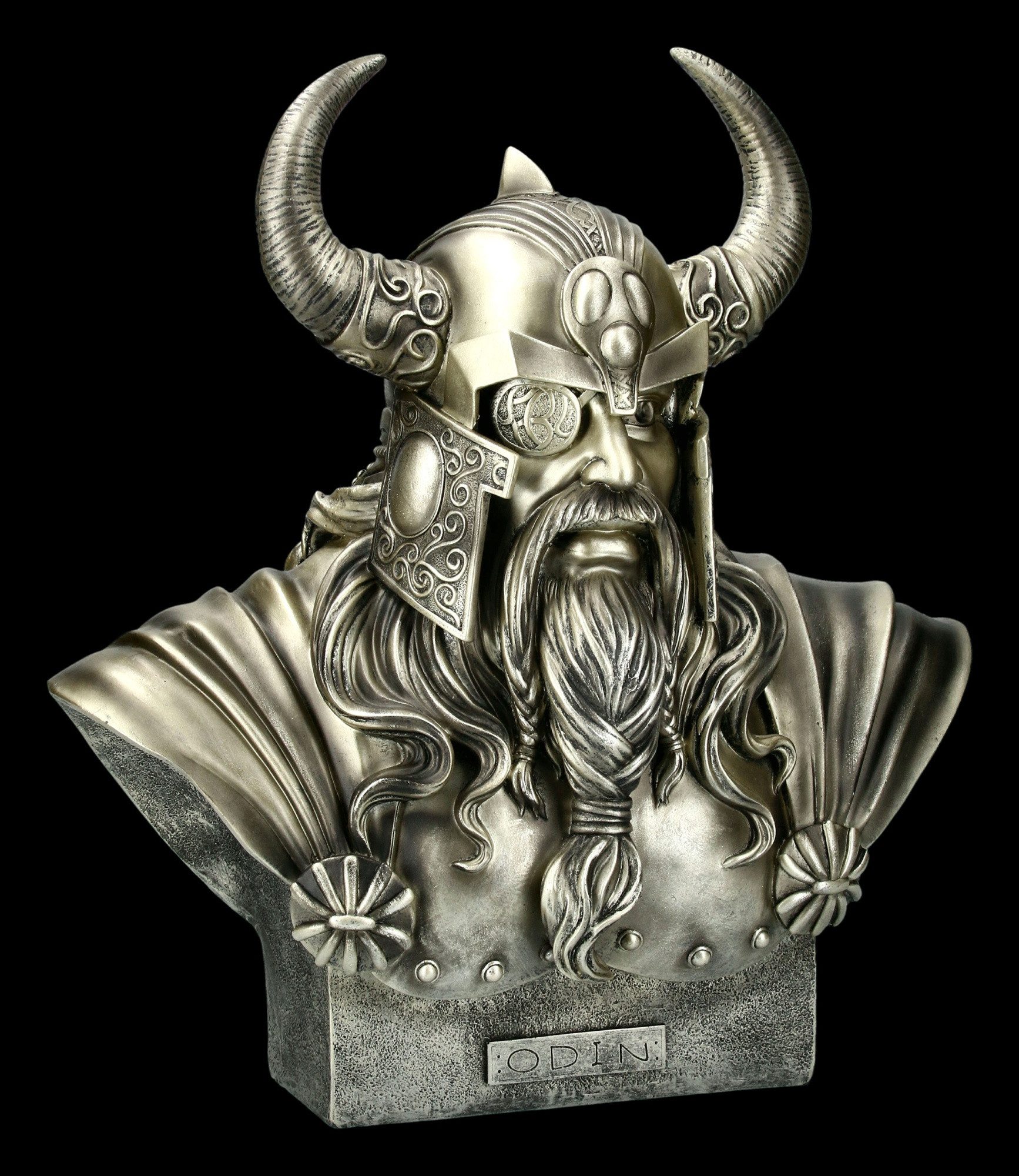 Figuren Shop GmbH Dekofigur Odin Büste – Wikinger Göttervater Figur Bronze Statue 41 cm Dekobüste