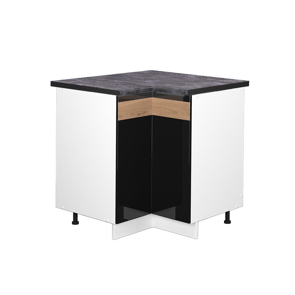 Vicco Eckunterschrank Fame-Line, Schwarz Eiche hochglanz/Weiß, günstig online kaufen