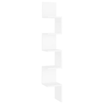 furnicato Wandregal Wand-Eckregal Weiß 20x20x127,5 cm Holzwerkstoff