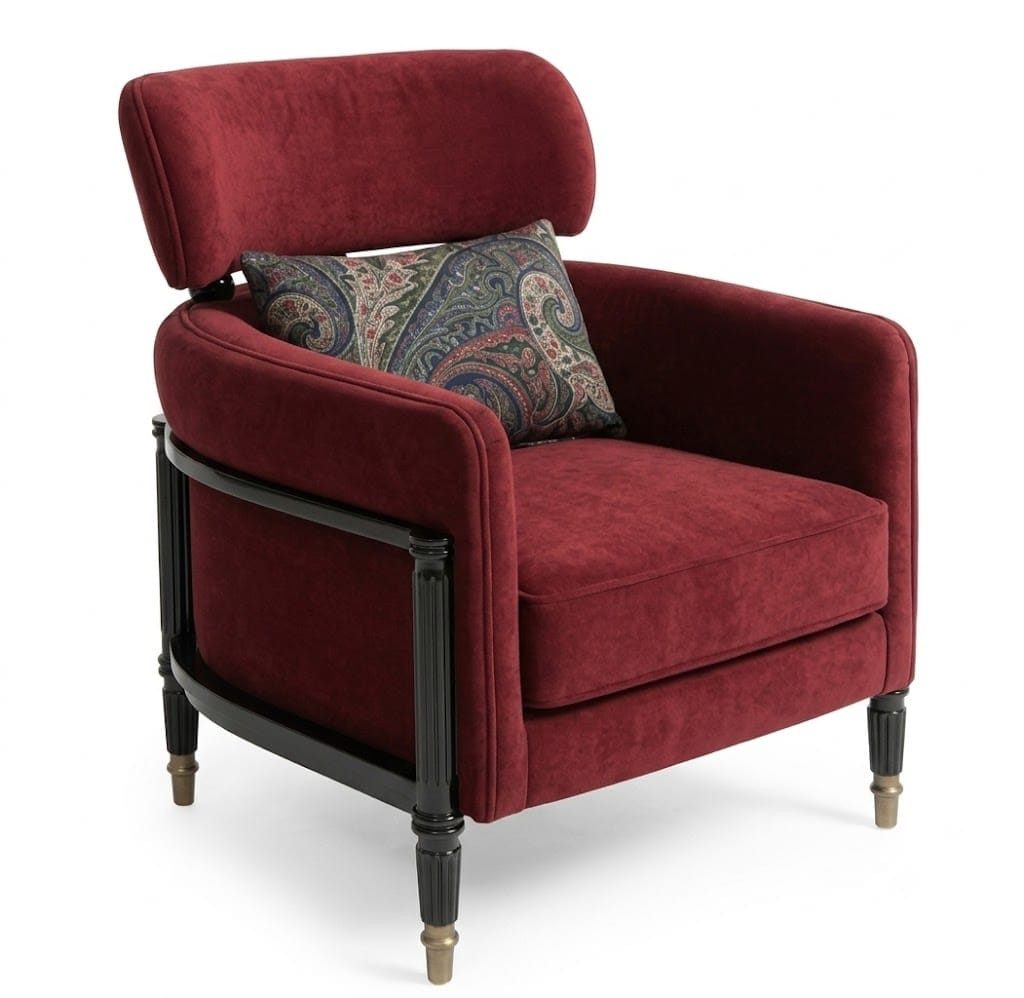 JVmoebel Relaxsessel Sessel Rot Modern Textil Holz Einfarbig Velours Optik Komfort Rahmen (1-St., 1-tlg), Special features