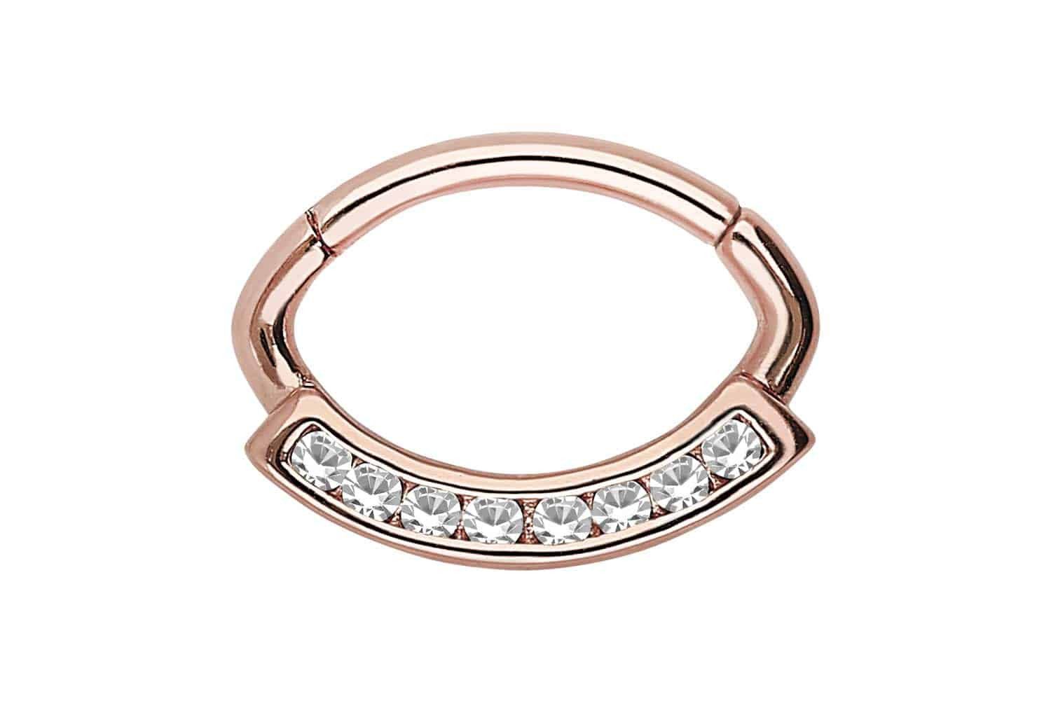 Nasenpiercing Chirurgenstahl Segmentring Clicker OVAL + 8 KRISTALLE Ohrpiercing