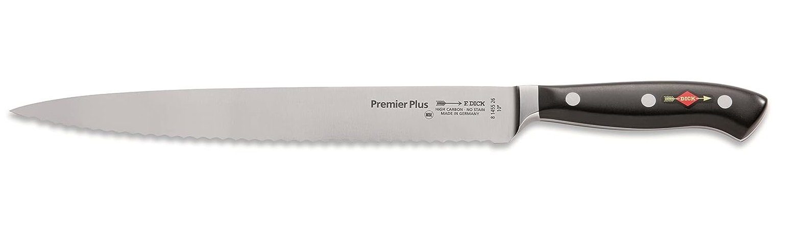 F. DICK Tranchiermesser F. DICK Premier Plus Tranchiermesser mit Wellenschliff Klinge 26 cm