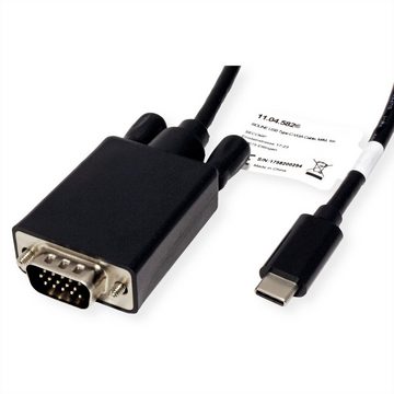 ROLINE USB Typ C - VGA Adapterkabel, ST/ST Audio- & Video-Adapter USB Typ C (USB-C) Männlich (Stecker) zu HD D-Sub 15-polig (HD-15), VGA Männlich (Stecker), 100.0 cm