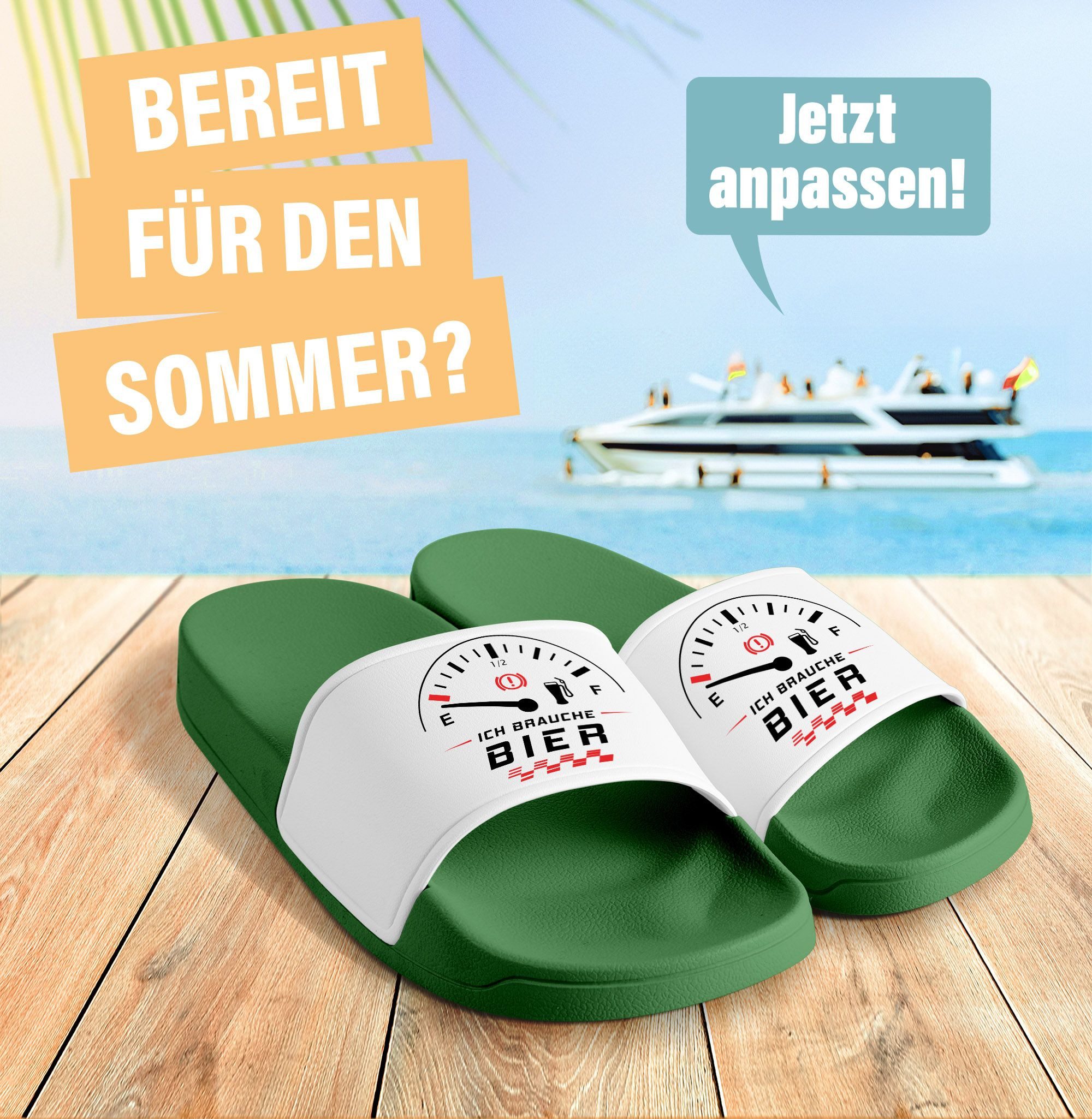MoonWorks Badeschlappen Herren mit Spruch Ich brauch Bier Urlaub Accessoires Badesandale