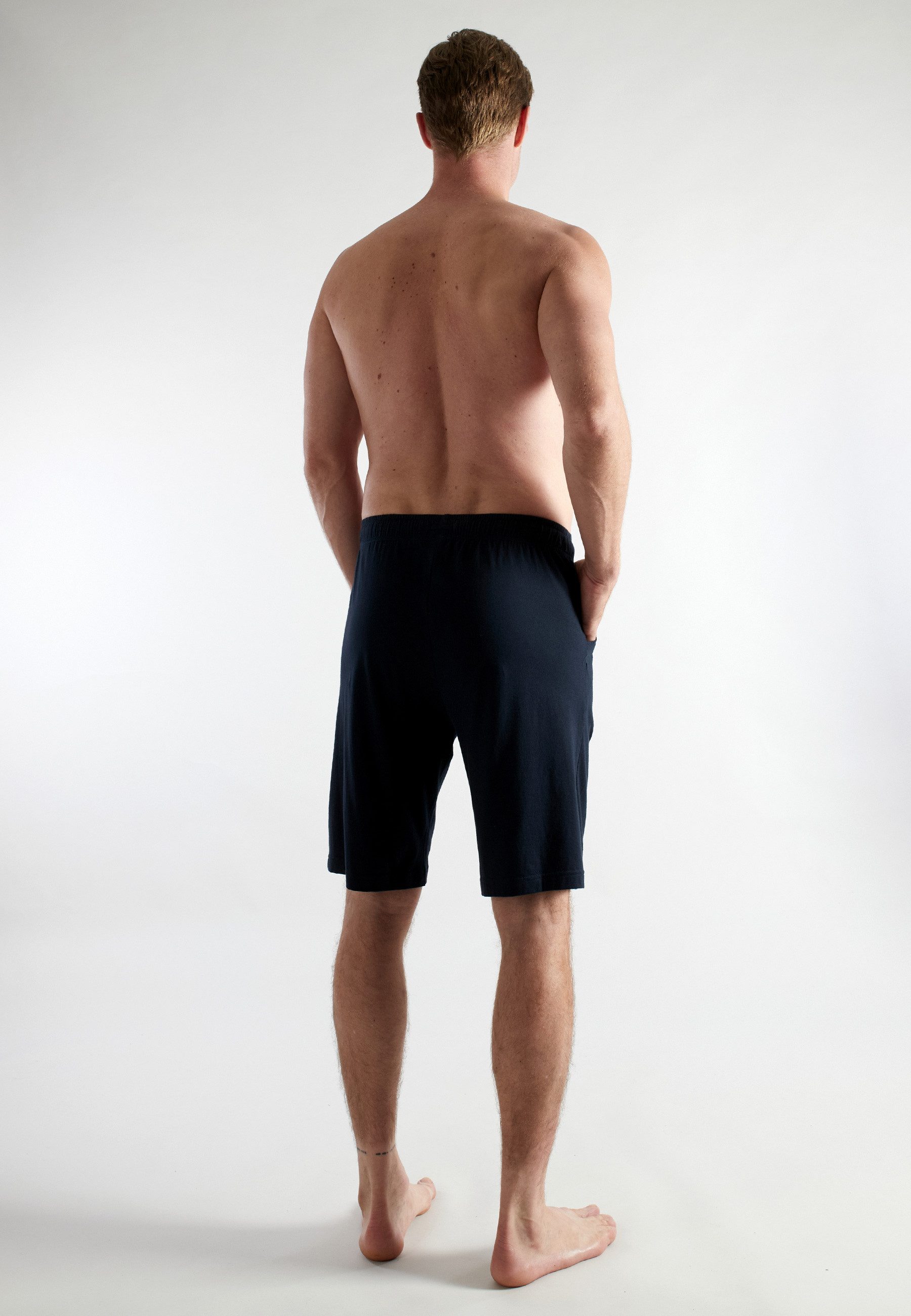 CECEBA Schlafhose CECEBA Herren Bermuda blau uni (1-tlg) – Bild 3 von 4