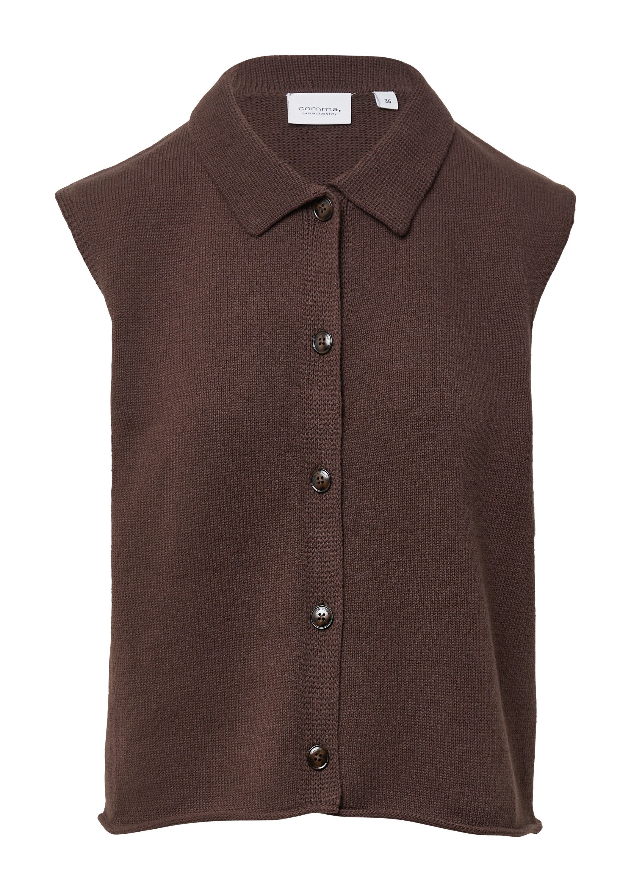comma Funktionsweste Strickjacke Strickweste aus Baumwollmix mit Umlegekrag günstig online kaufen