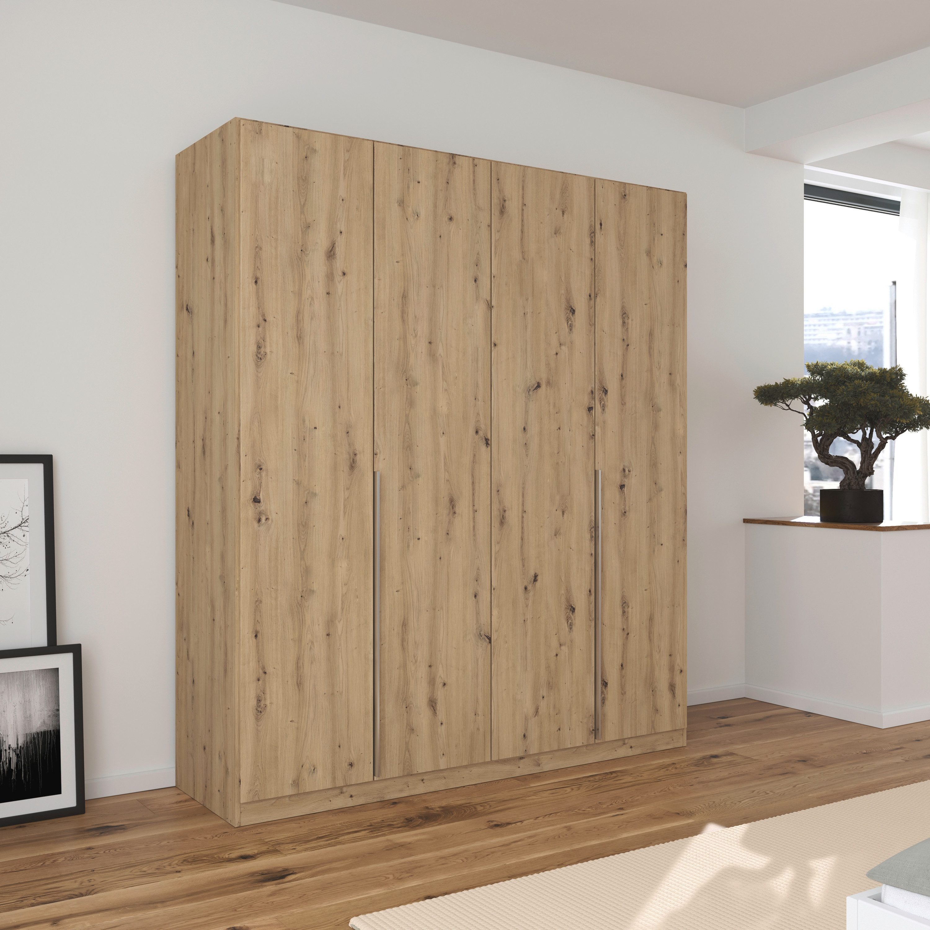 OTTO home Drehtürenschrank Kleiderschrank Schrank Garderobe AGORDO Schlafzimmer (in zwei Griff-Farben, Breiten 91-405 cm, Dekor- oder Hochglanzfront) durchdachte Innenausstattung, in 8 Breiten und 2 Höhen MADE IN GERMANY