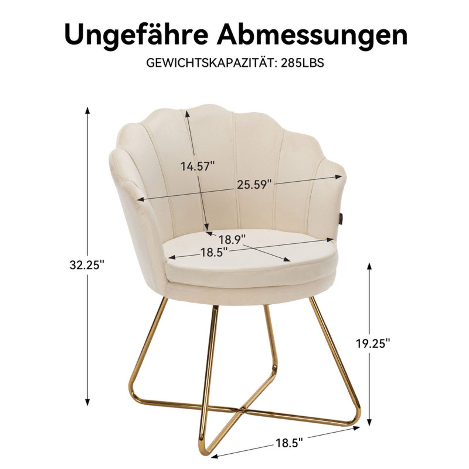 HawthyHome Polsterstuhl Polstersessel mit Blütenblatt-Rückenlehne & Goldene günstig online kaufen