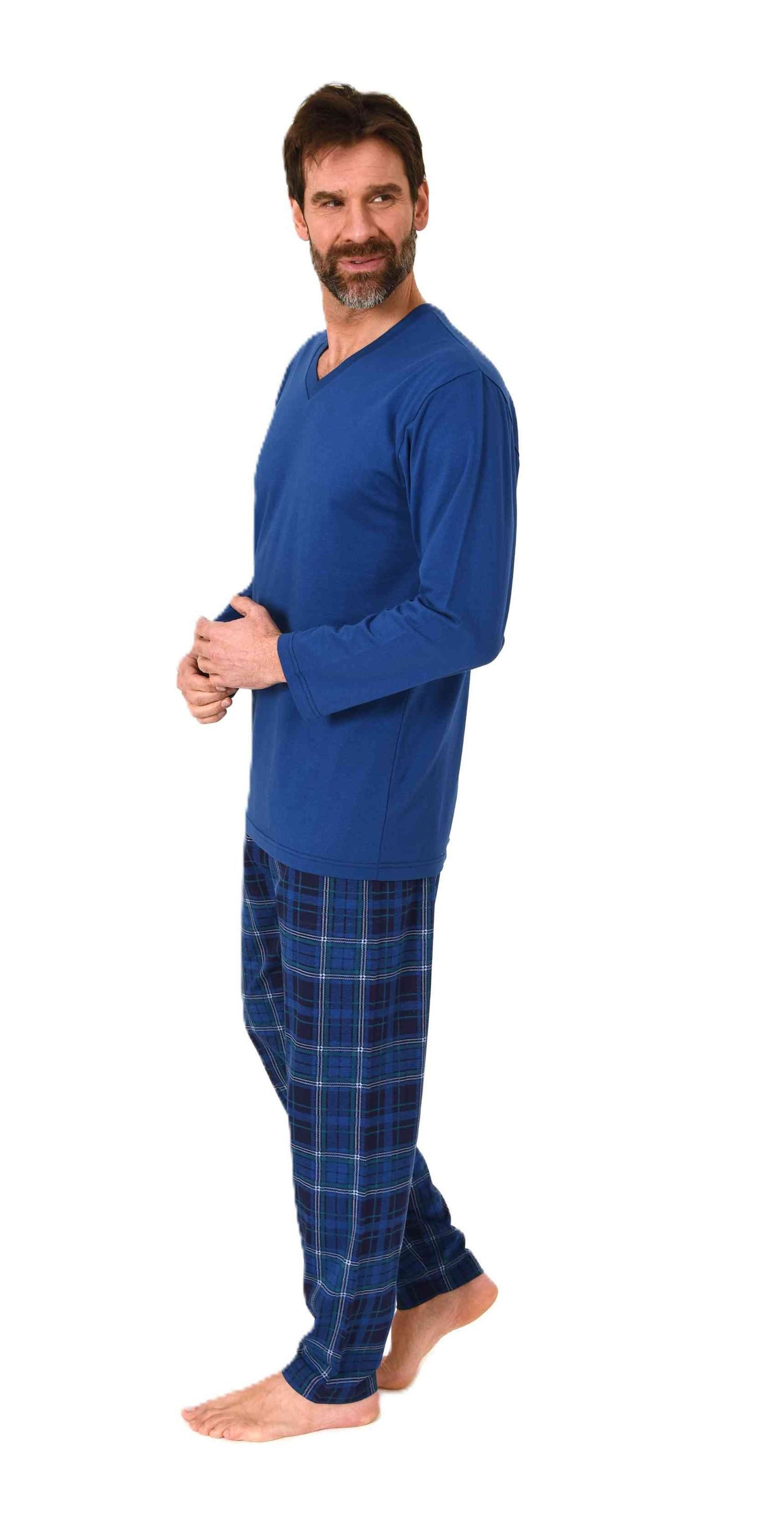 Normann Pyjama Normann Herren Schlafanzug lang mit karierter Pyjama Hose günstig online kaufen