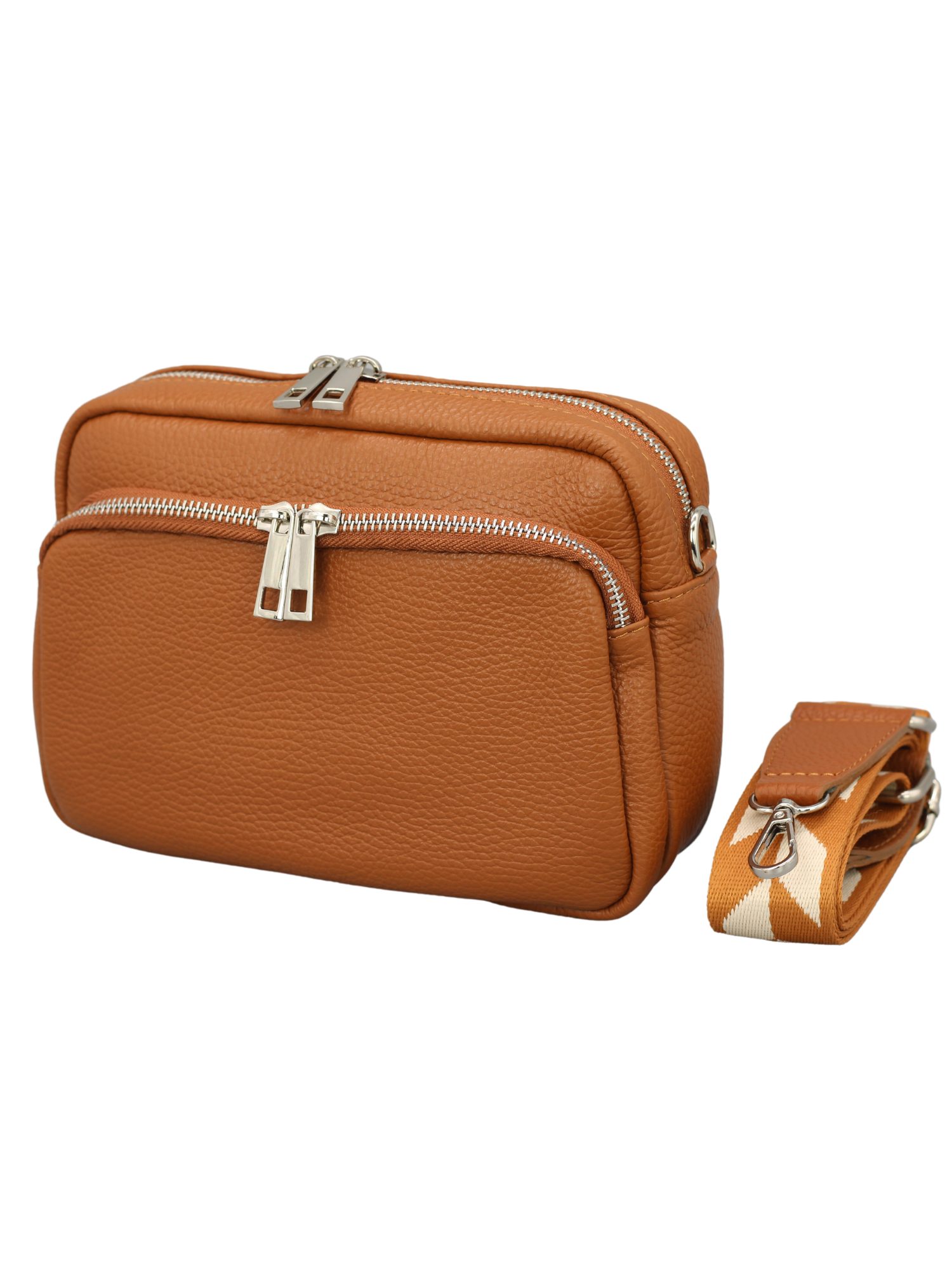 Adel Bags Schultertasche BELLA Umhängetasche für Damen, Schultertasche mit 2 Wechselriemen, echtes Leder, hergestellt in Italien