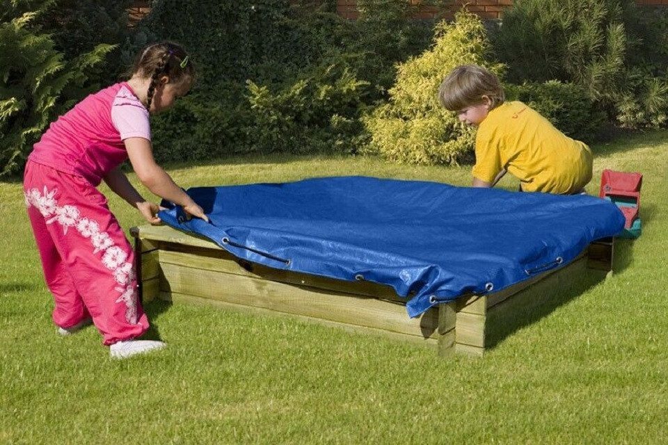Gartenpirat Sandkasten-Abdeckplane Schutzhülle mit Schnur Abdeckplane für Sandkasten Abdeckung, Passende Abdeckplane, mit Kordel, Wasserabweisend, Stabiles PE-Gewebe