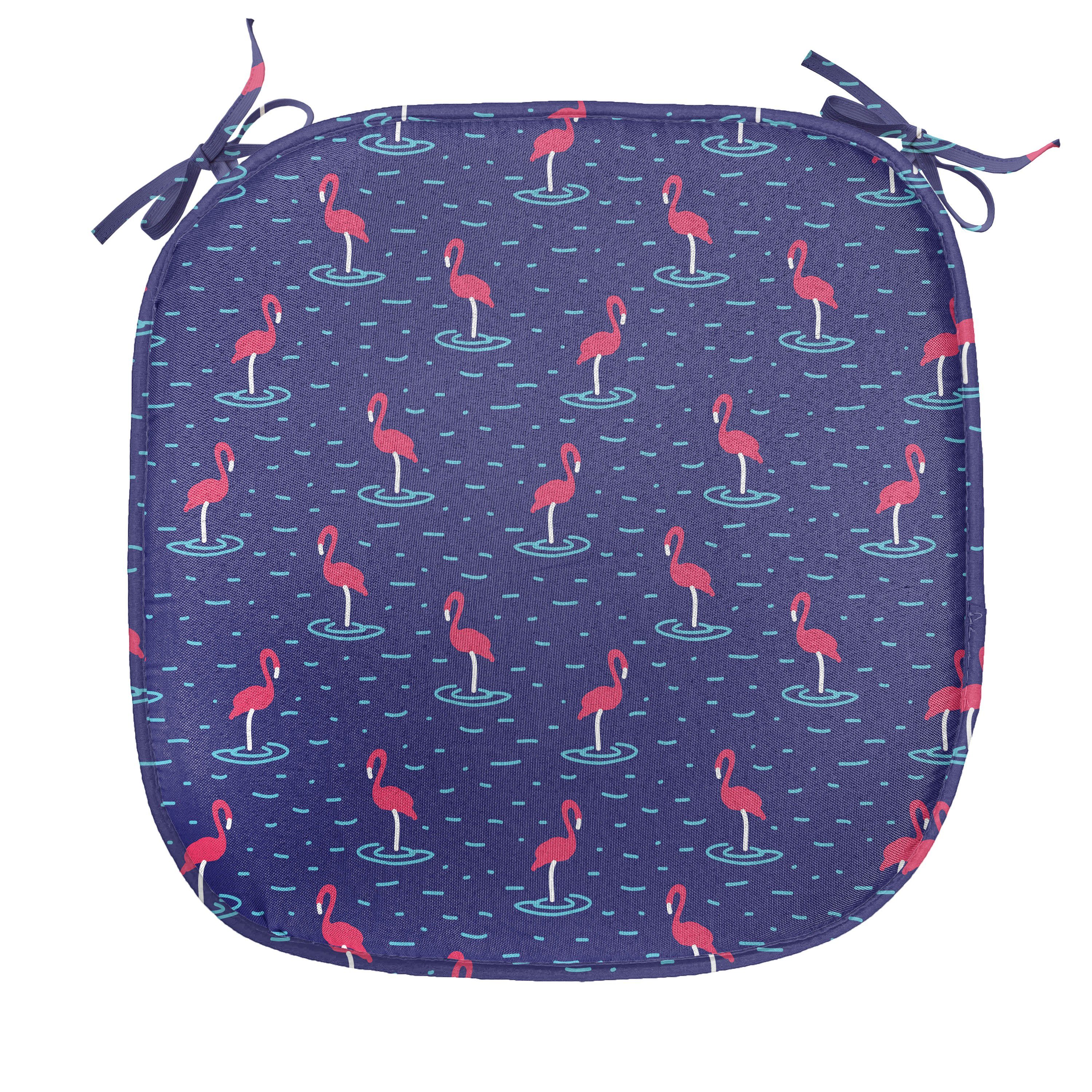 See wasserfestes Stuhlkissen Küchensitze, Kissen Dekoratives Abakuhaus Birds mit für Wellenförmige Flamingo Riemen