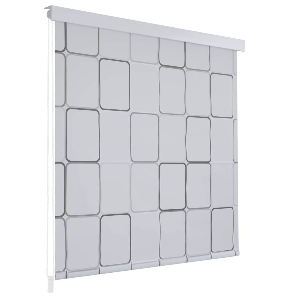 vidaXL Duschvorhang 120 x 240 cm Duschrollo 120x240 cm Quadratmuster Breite 120 cm