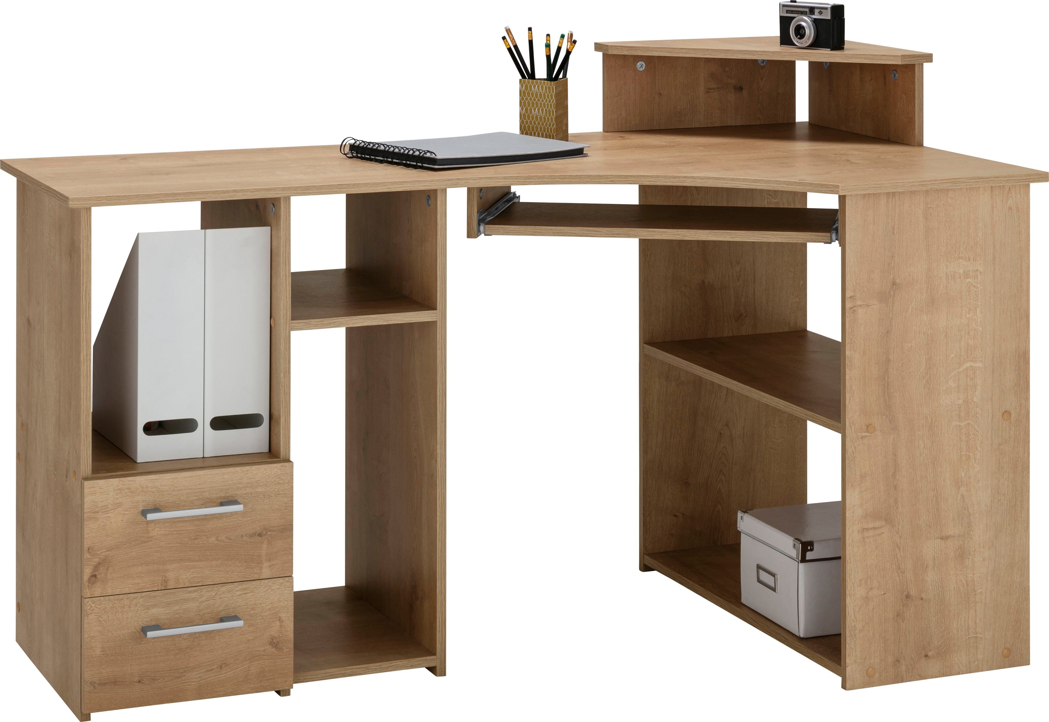 VOGL Möbelfabrik Schreibtisch Sam, Eckschreibtisch, Tastaturauszug, Monitor günstig online kaufen