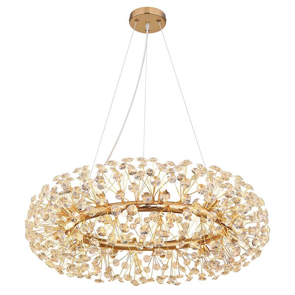 GLOBO LIGHTING LED-Hängeleuchte, Leuchtmittel inklusive, Warmweiß, Hängelampe Esszimmerleuchte Pendelleuchte LED 20-Flammig Kristall