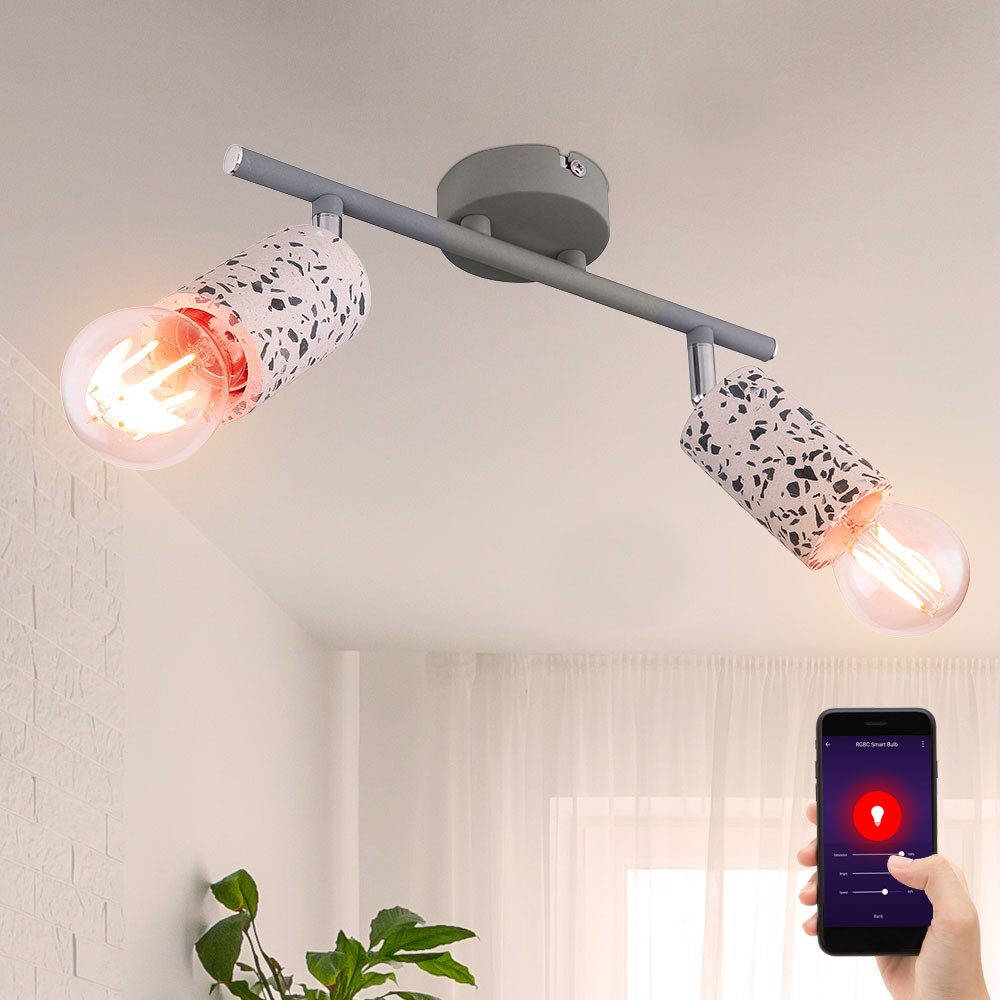 GLOBO LIGHTING Deckenleuchte, Leuchtmittel inklusive, Kaltweiß, Warmweiß, Neutralweiß, Tageslichtweiß, Farbwechsel, Smart Home RGB LED Deckenlampe 2 Flammig Deckenleuchte App Steuerung
