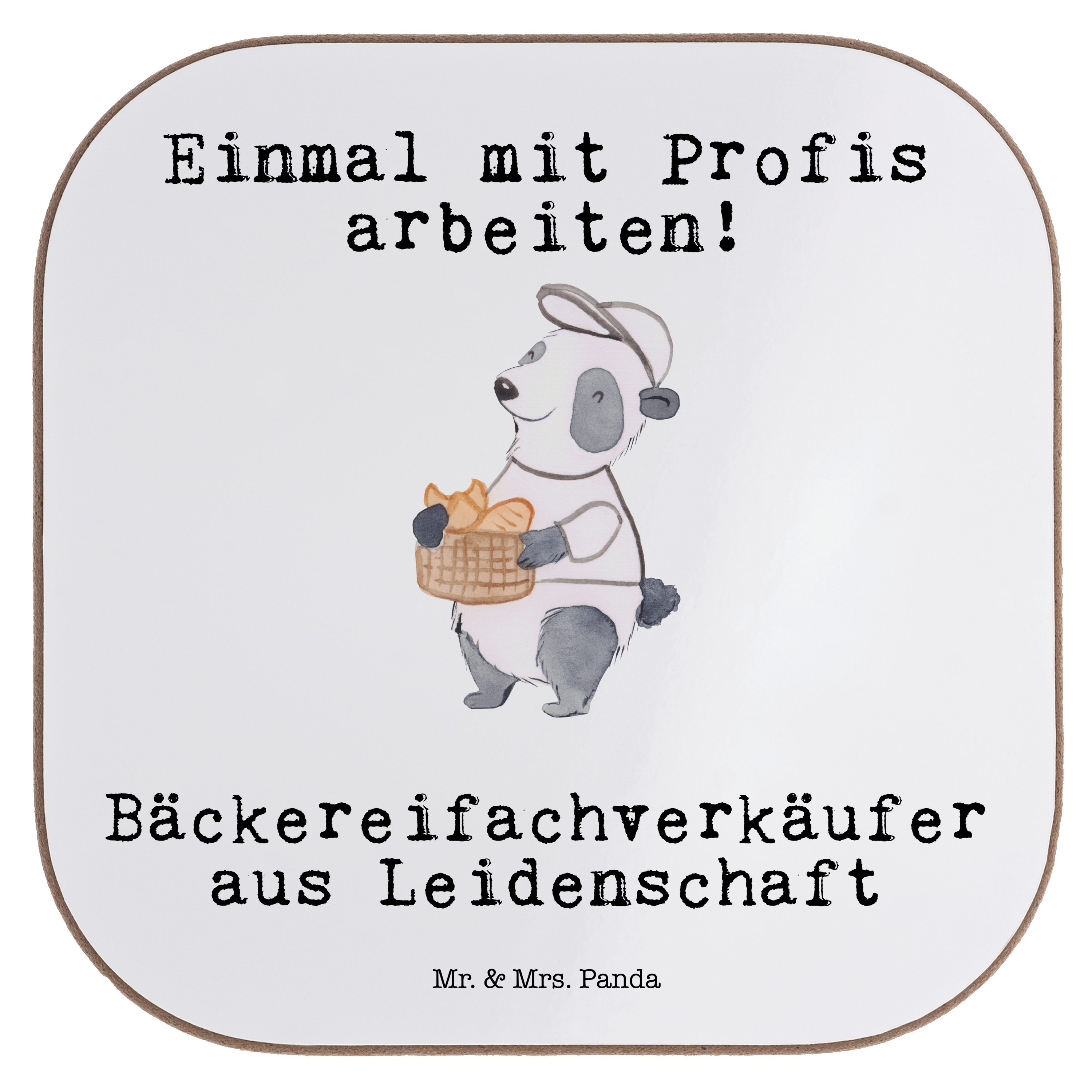 Mr. & Mrs. Panda Getränkeuntersetzer Bäckereifachverkäufer Frühstück, 1-tlg. aus - Geschenk, Weiß Leidenschaft 