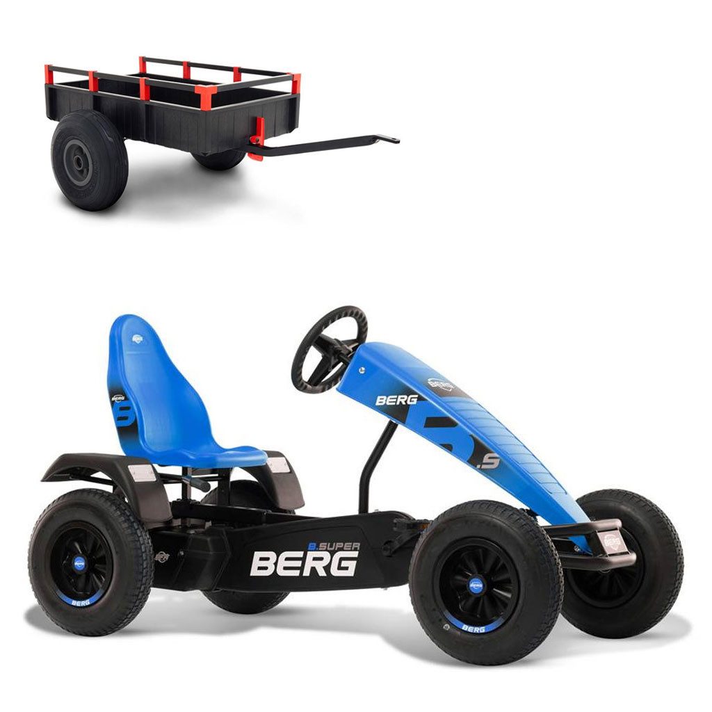 Berg Go-Kart BERG Gokart XL B.Super Blue blau BFR-3 mit Gangschaltung mit Anhänger, mit Gangschaltung