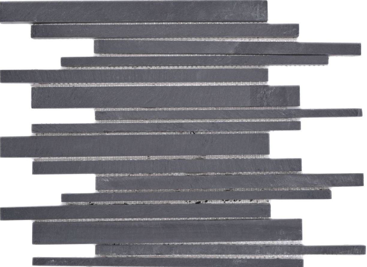 Mosani Mosaikfliesen Schiefer Mosaik Fliese Naturstein Stäbchen Küche schwarz anthrazit