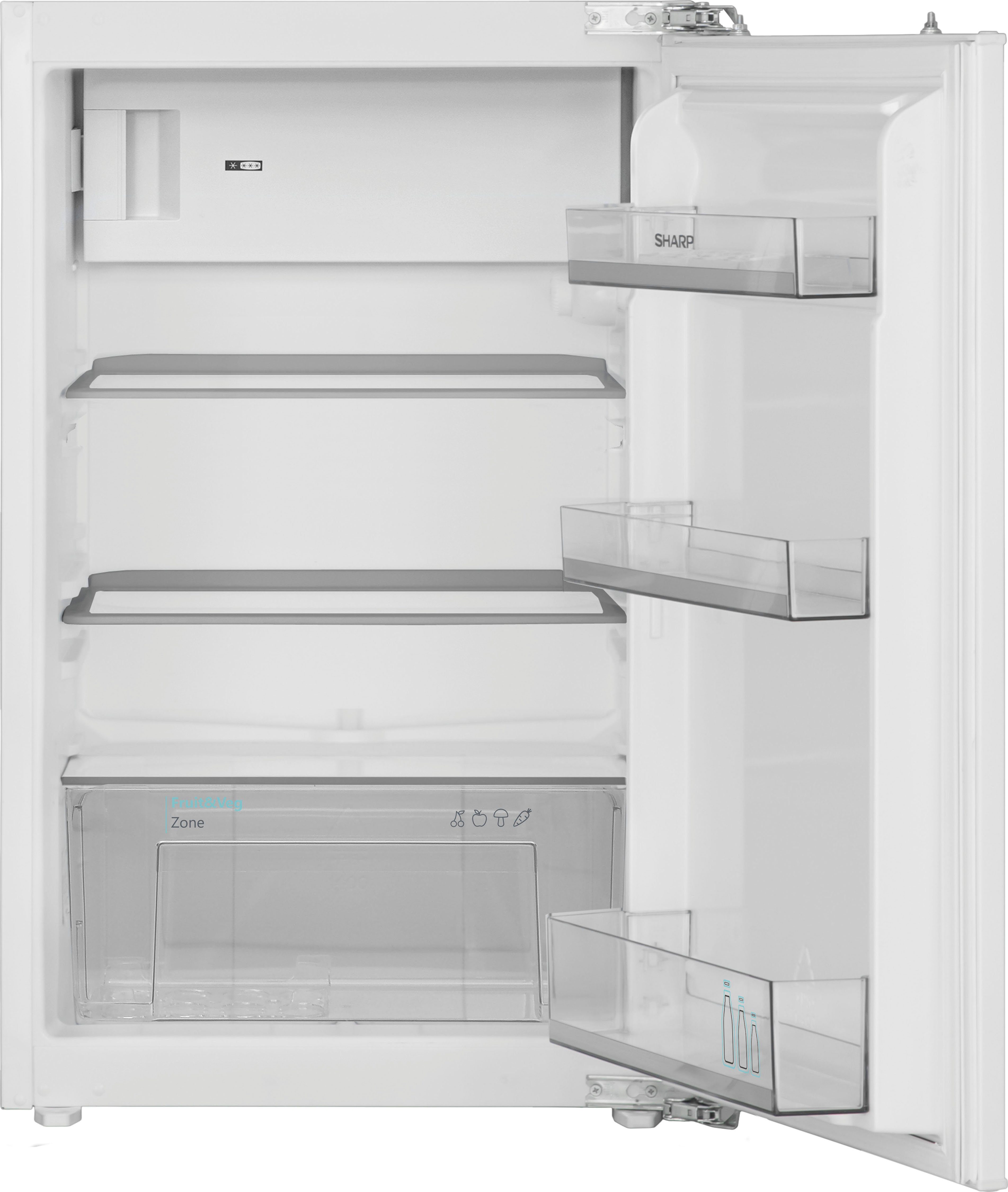 Sharp Einbaukühlschrank SJ-LE123M0X-EU, 87,5 cm hoch, 54 cm breit,  Nutzinhalt gesamt (netto): 123 Liter