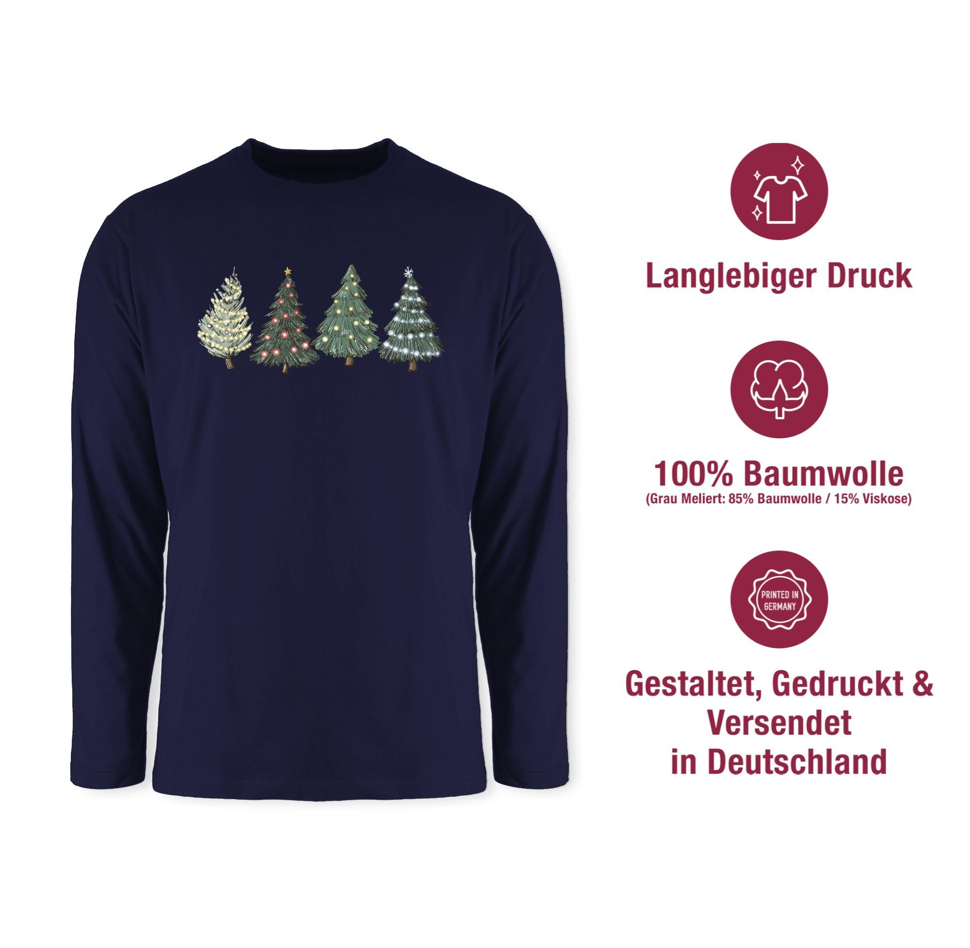 Shirtracer Rundhalsshirt Weihnachtsbäume Weihachten Kleidung