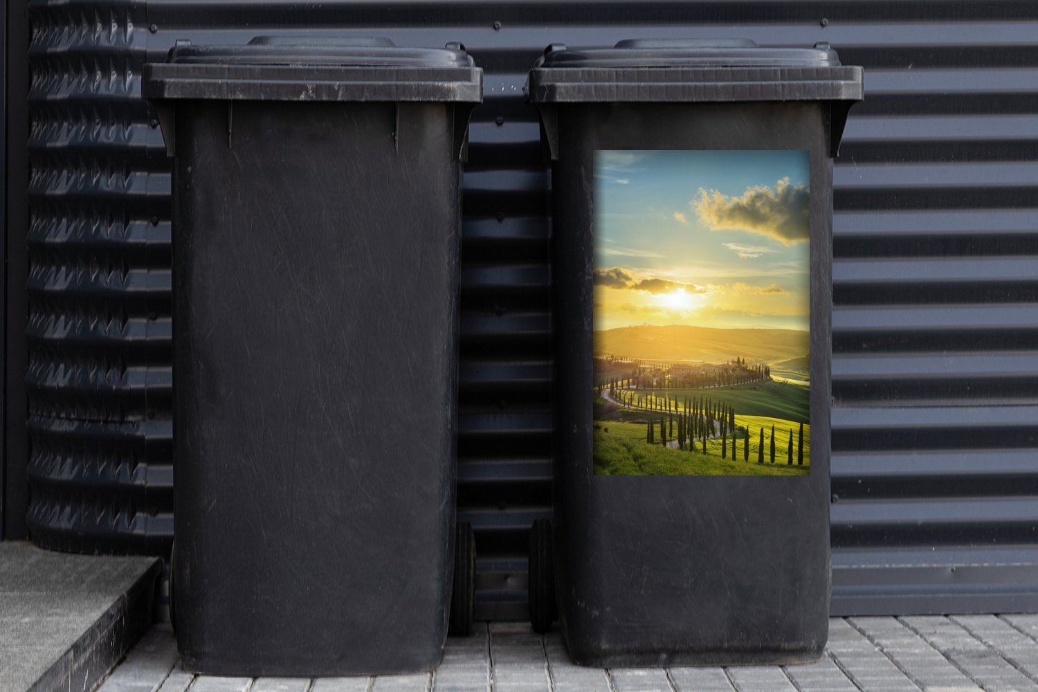Toskana (1 Container, - MuchoWow Sonne Mülleimer-aufkleber, Abfalbehälter Mülltonne, Italien Wandsticker St), Sticker, -