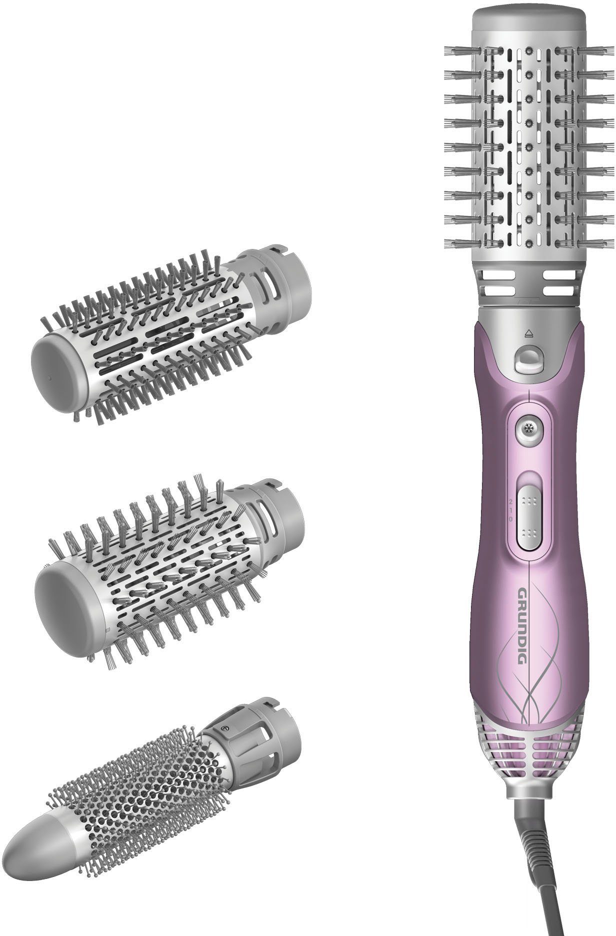 Grundig Volumen- und Lockenstyler HS 6220, Keramik-Beschichtung, 3‑in‑1 Warmluftstyler mit Keramik & Volumenaufsätzen (1100W)
